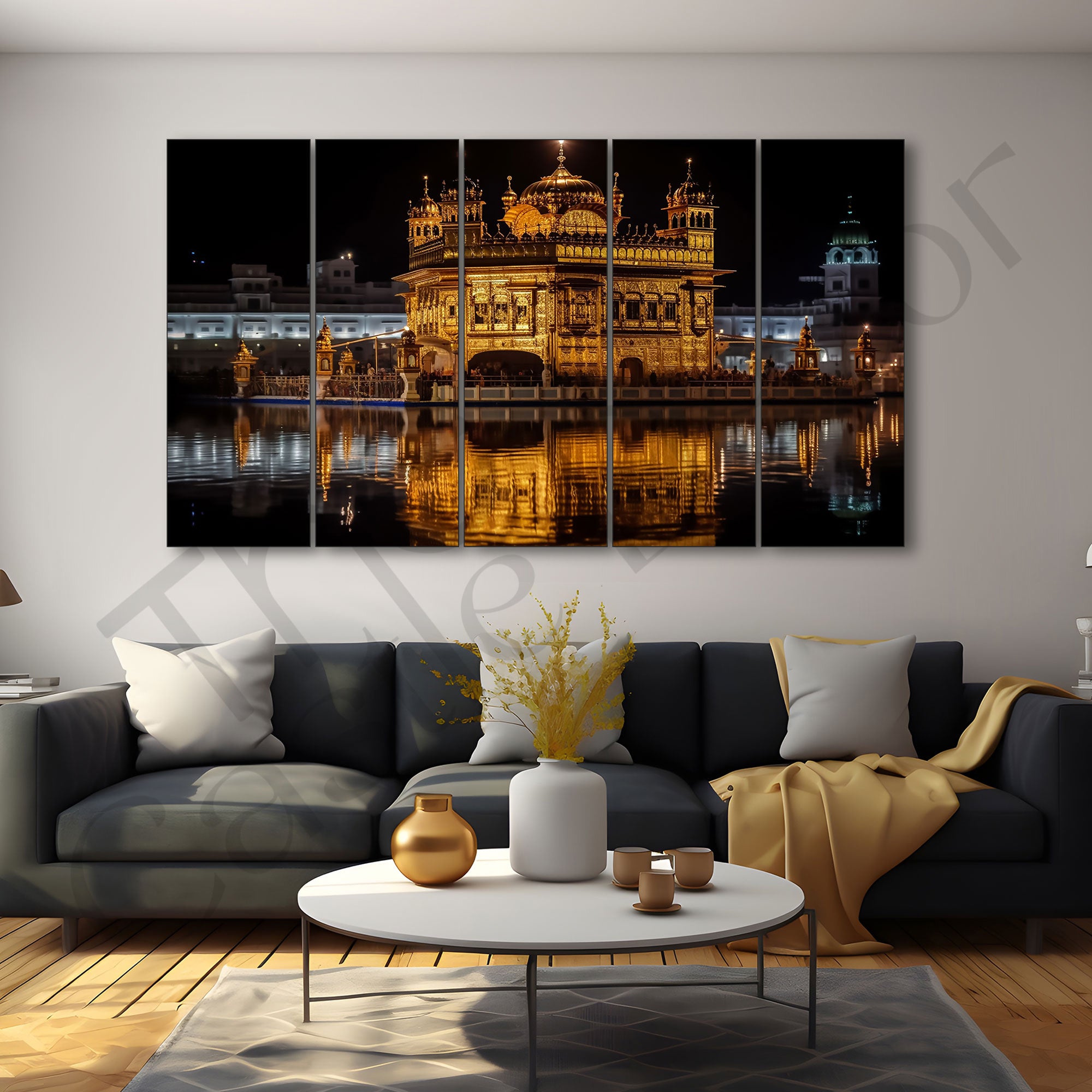 Golden Temple Painting with frame Big Size Wall Art for living room,Bedroom,Drawing room,Hotels