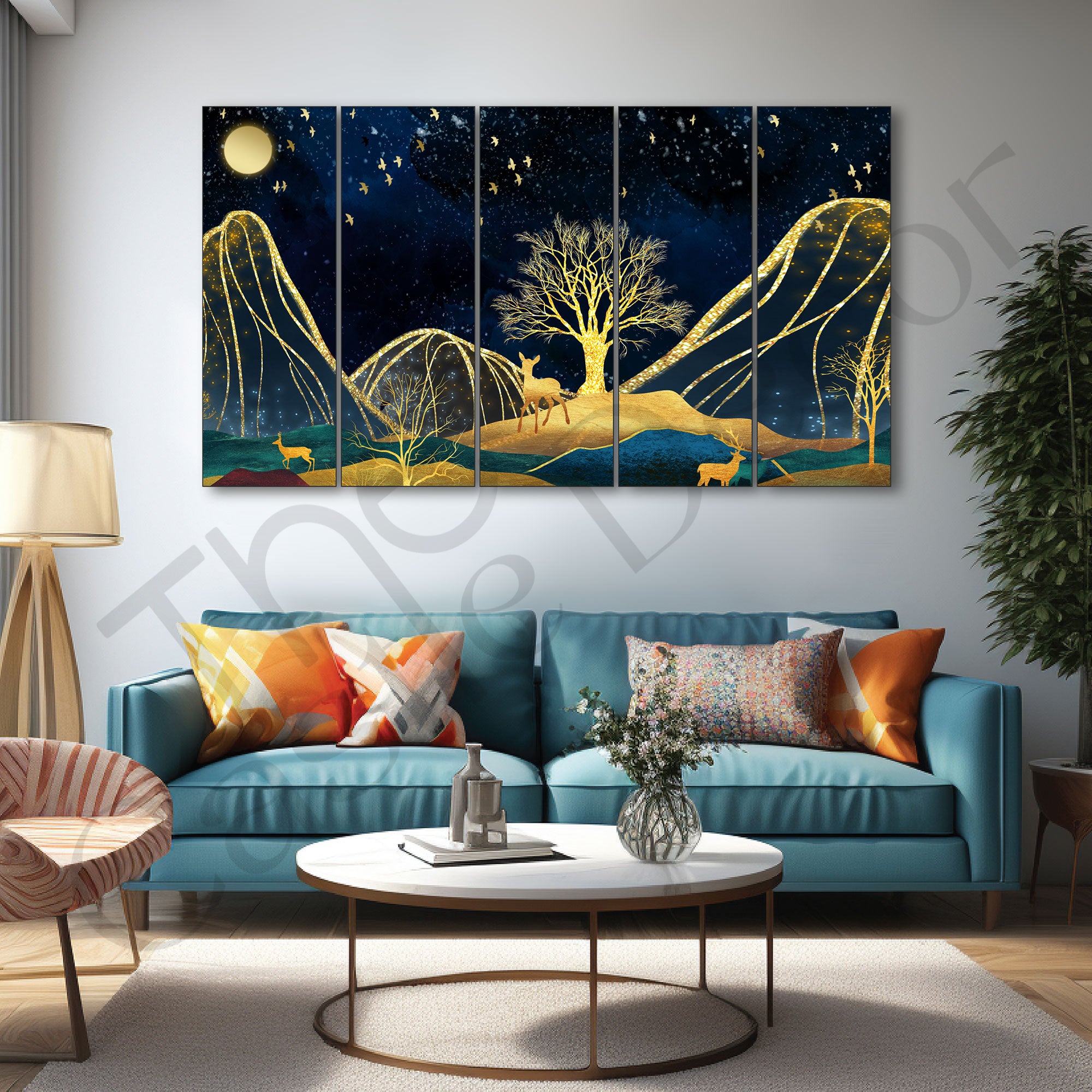 Golden Deer Painting with frame Big Size Wall Art for living room,Bedroom,Drawing room,Hotels