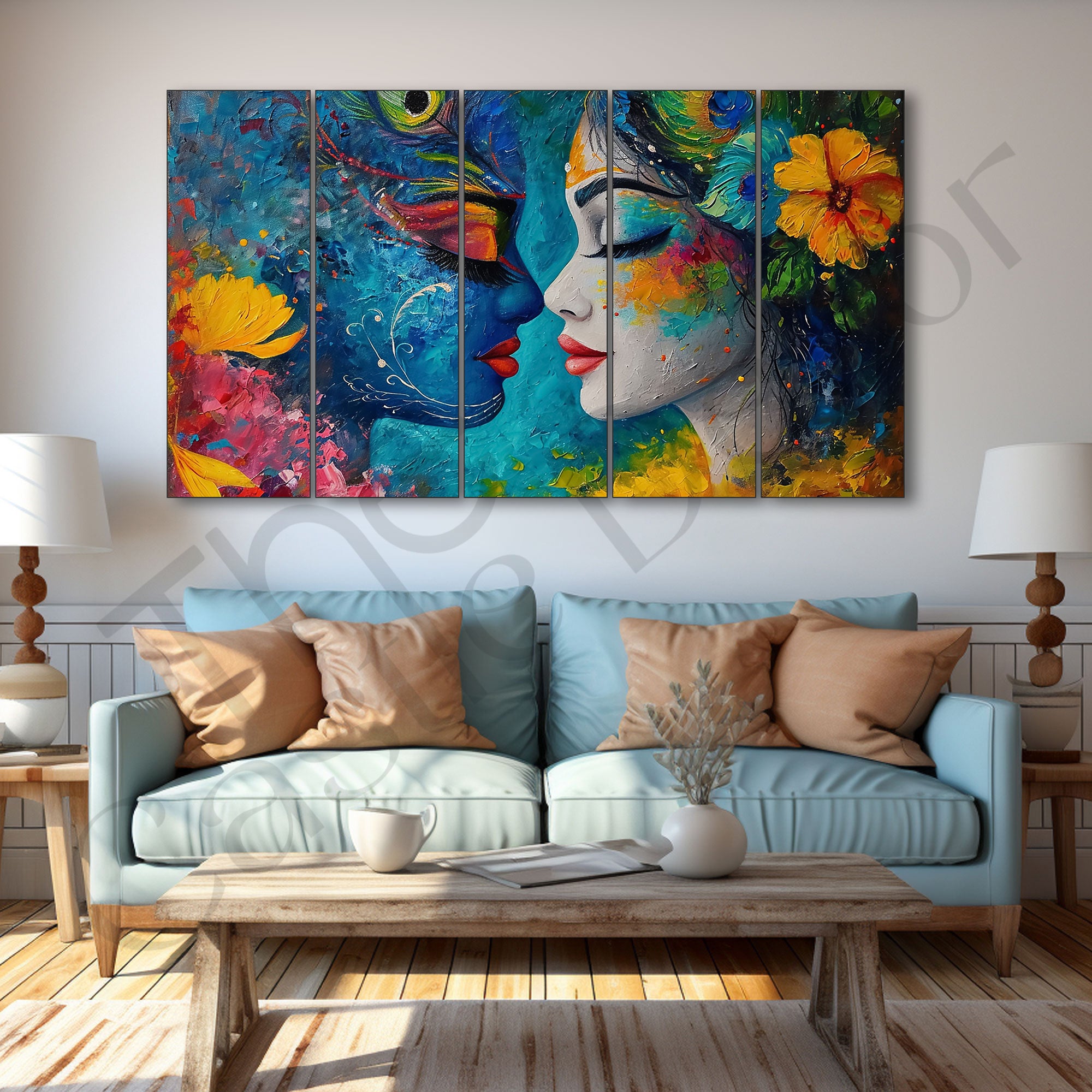 Radha Krishna Painting with frame Big Size Wall Art for living room,Bedroom,Drawing room,Hotels