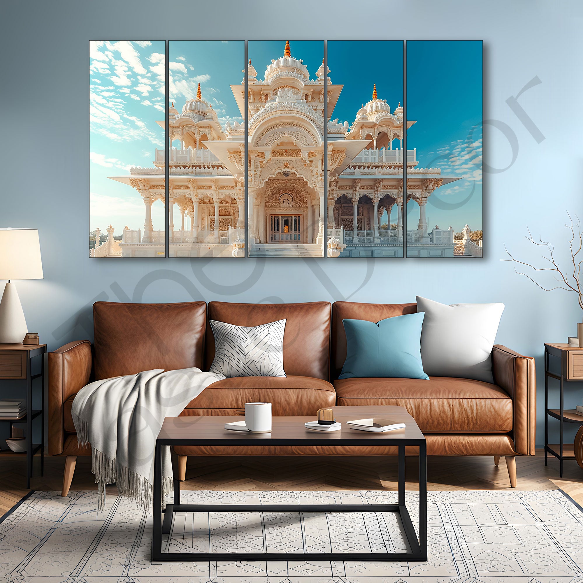 Ram Mandir Painting with frame Big Size Wall Art for living room,Bedroom,Drawing room,Hotels