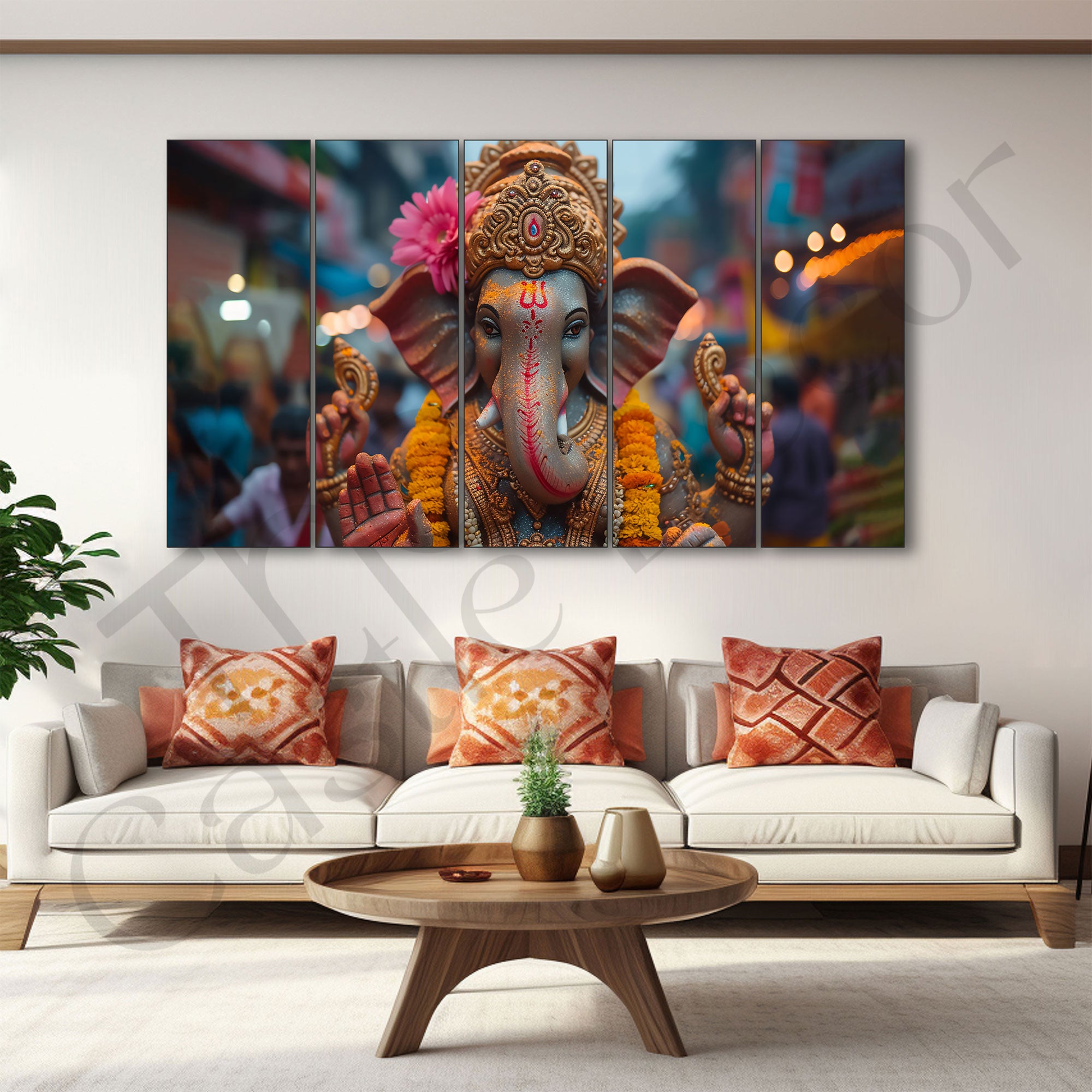 Lord Ganesha Painting with frame Big Size Wall Art for living room,Bedroom,Drawing room,Hotels