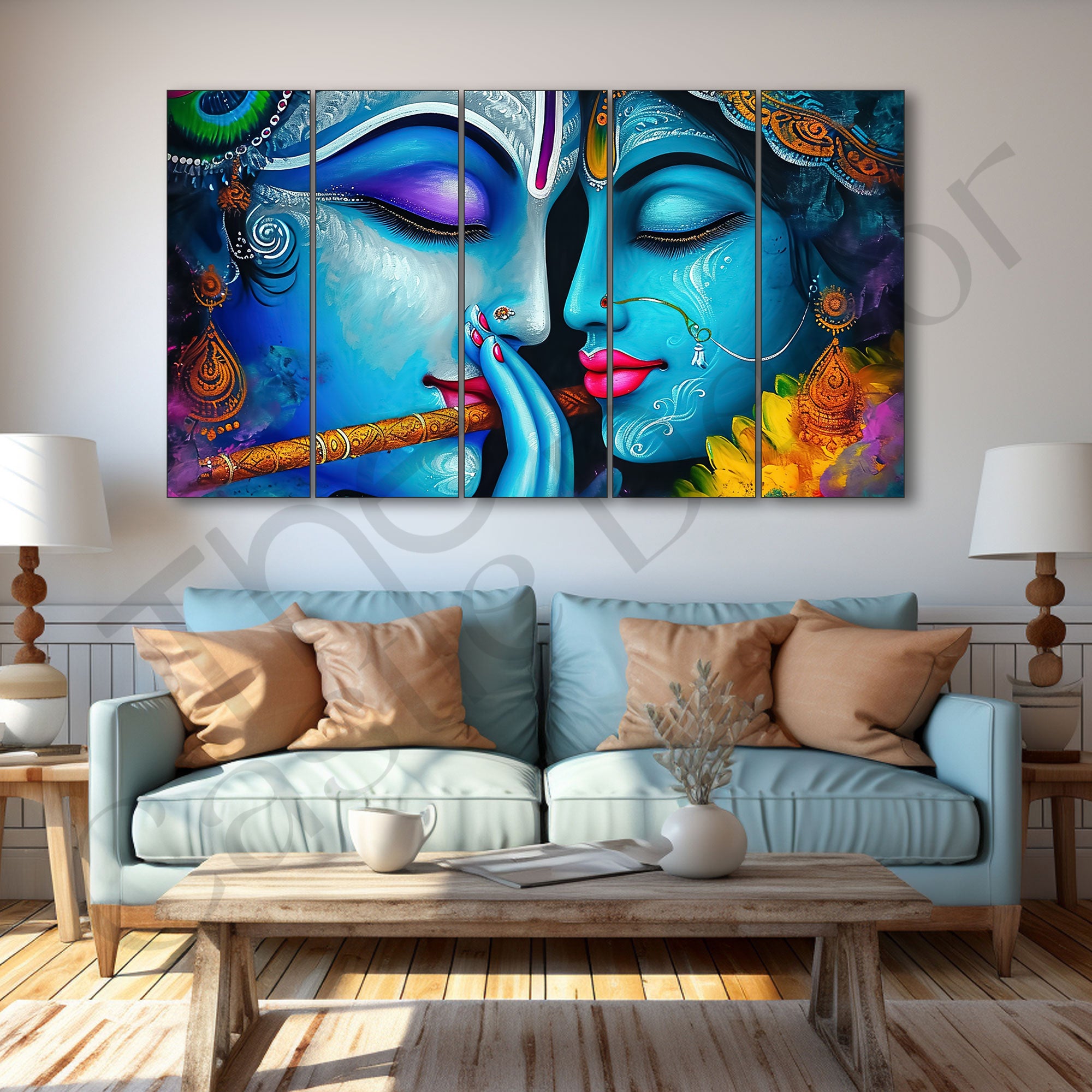 Radha Krishna Painting with frame Big Size Wall Art for living room,Bedroom,Drawing room,Hotels