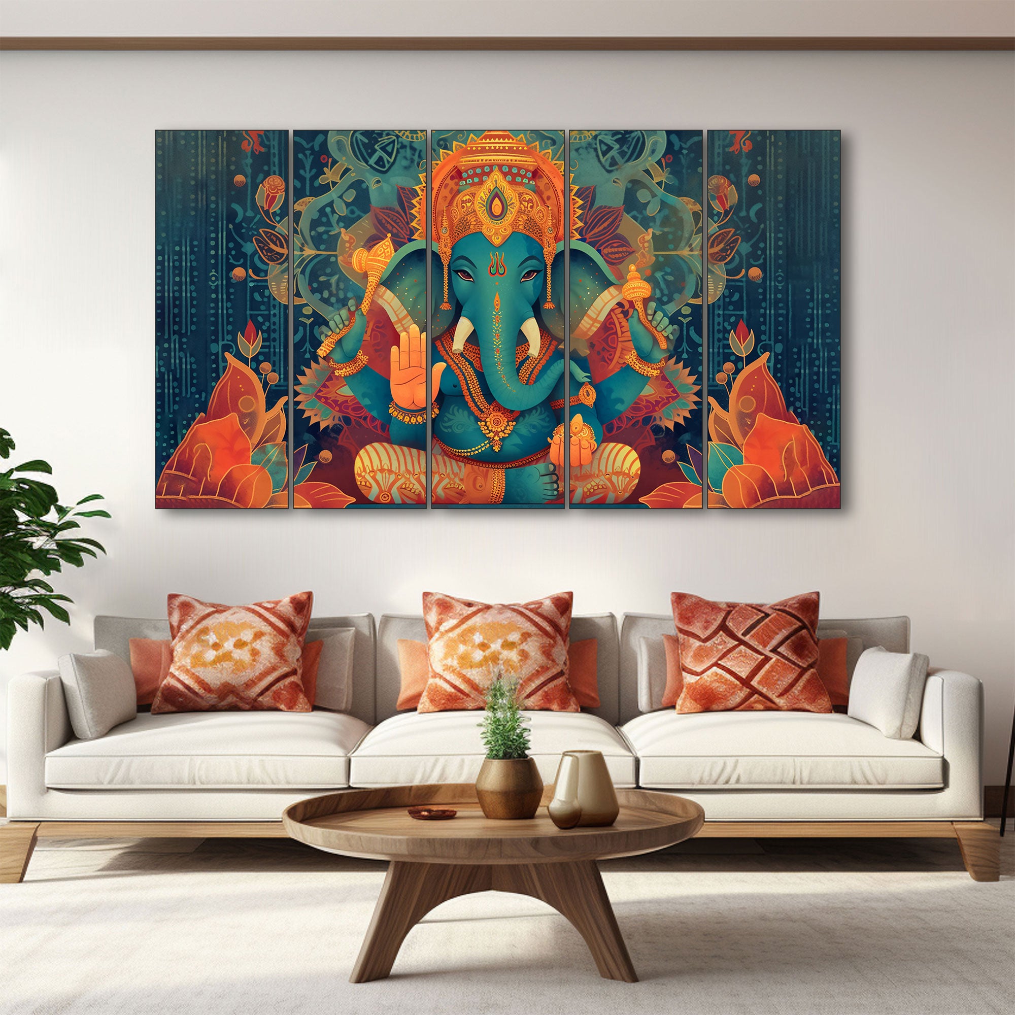 Lord Ganesha Painting with frame Big Size Wall Art for living room,Bedroom,Drawing room,Hotels
