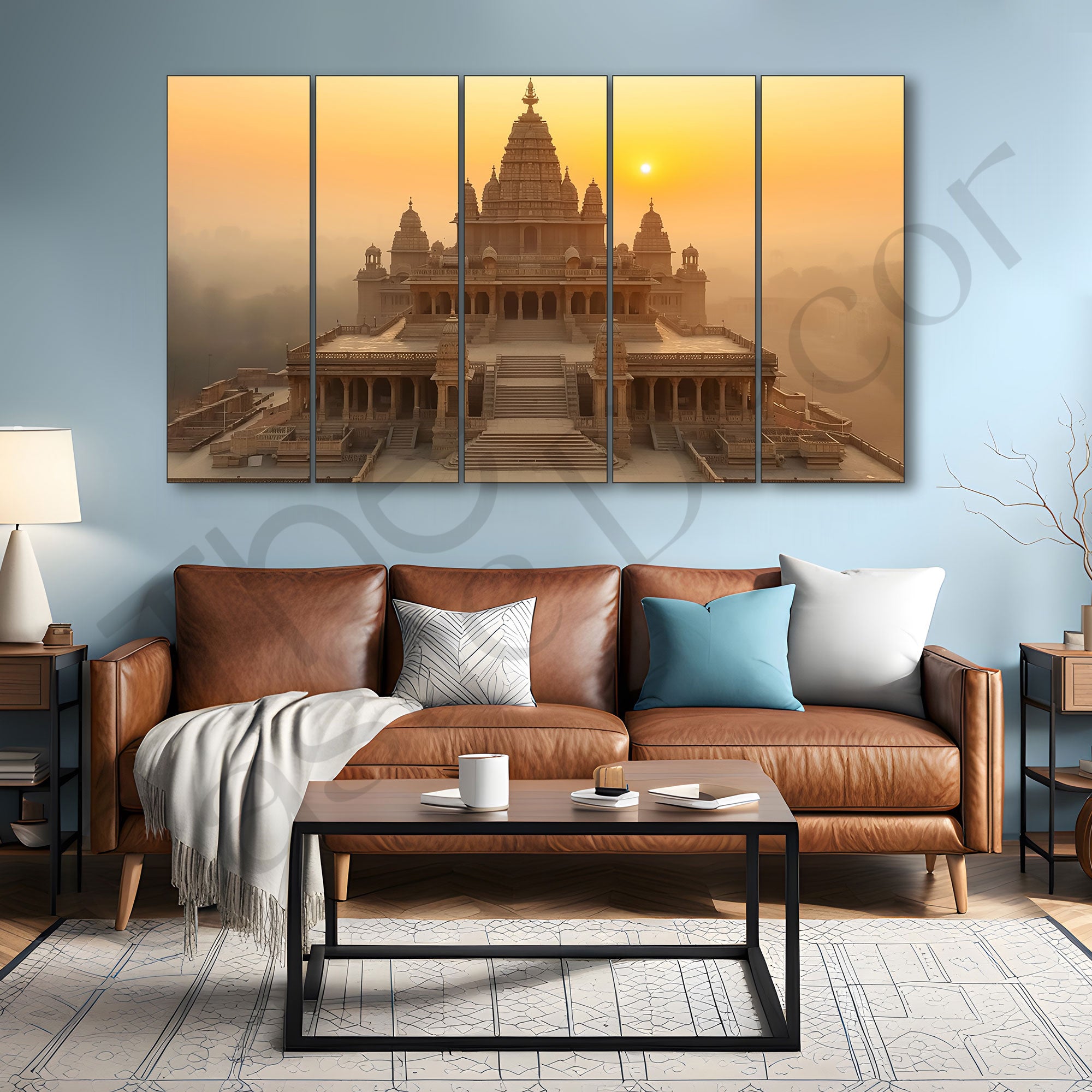 Ram Mandir Painting with frame Big Size Wall Art for living room,Bedroom,Drawing room,Hotels