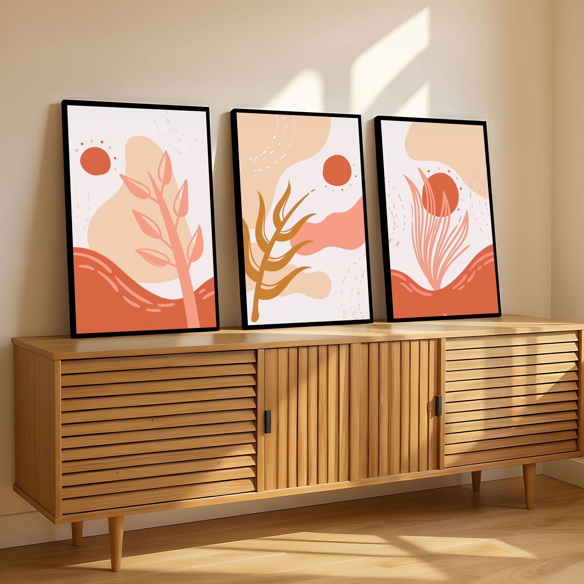 The Castle Decor Boho Wall Art for Living Room Big Size | Framed Abstract Botanical Paintings for Living Room & Bedroom | Modern Home Decoration & Perfect Gifting Option | Set of 3 (11×17 Inch Each) -8