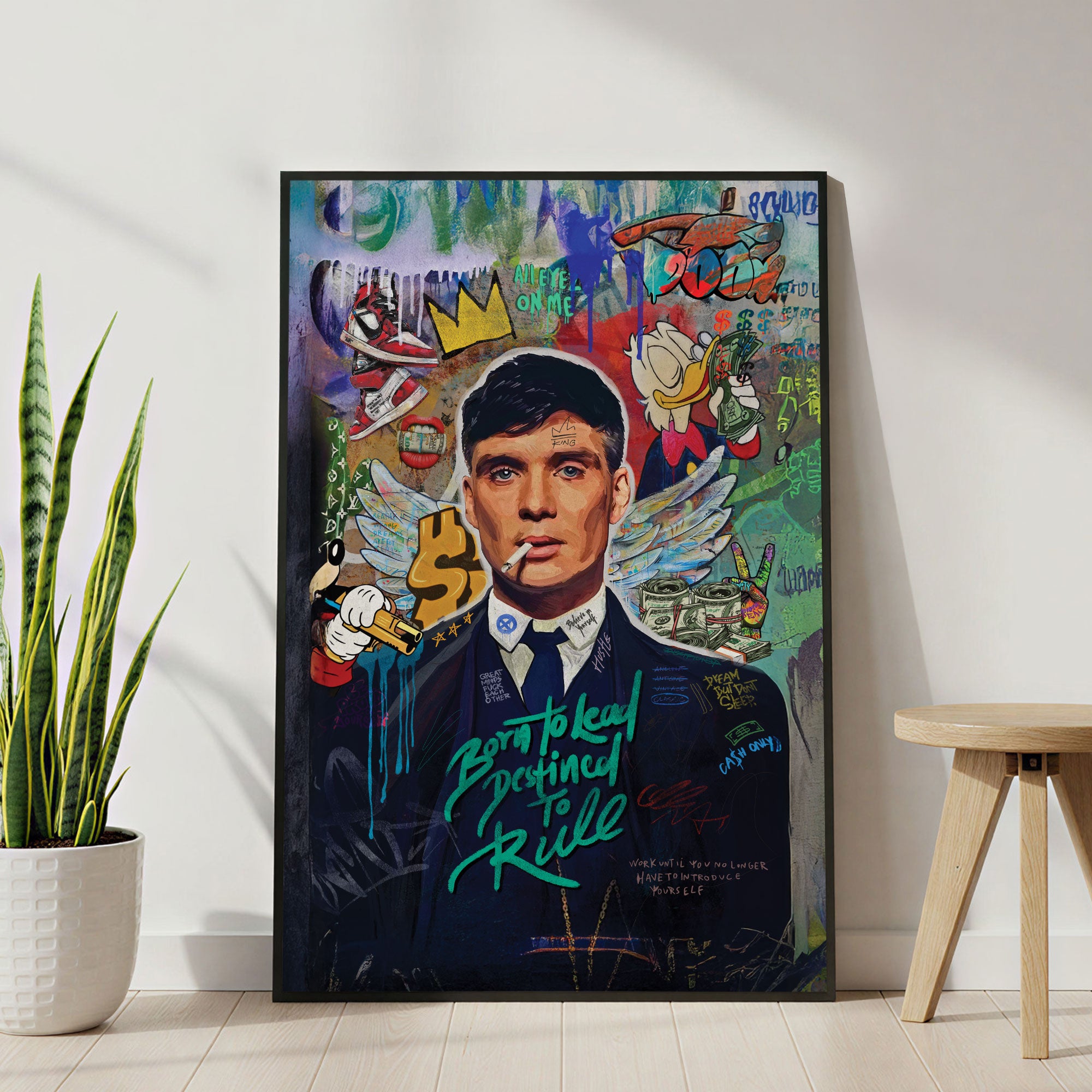The Castle Decor Peaky Blinders Inspired Wall Art – Gangster Mafia Motivational Artwork, Abstract Graffiti Sparkle Finish Décor, 20×30 Inch