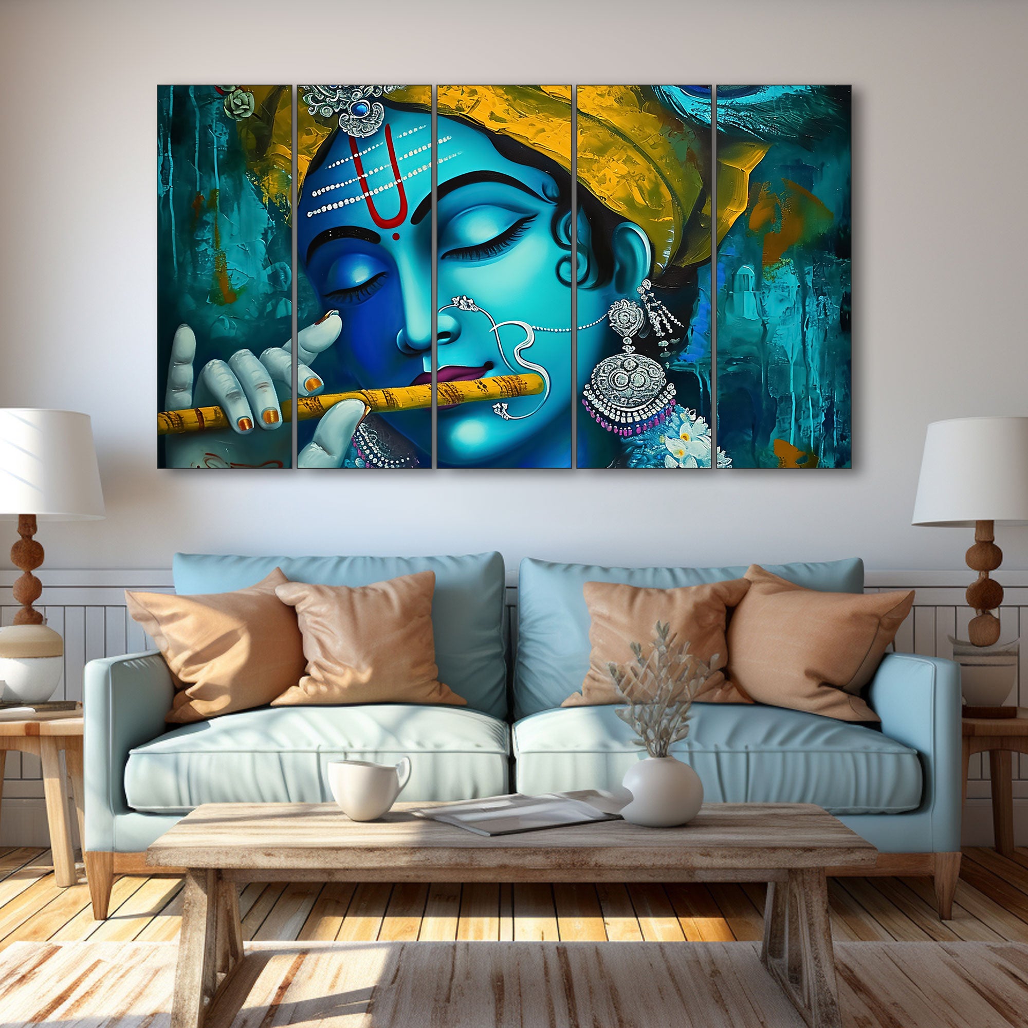 Radha Krishna Painting with frame Big Size Wall Art for living room,Bedroom,Drawing room,Hotels