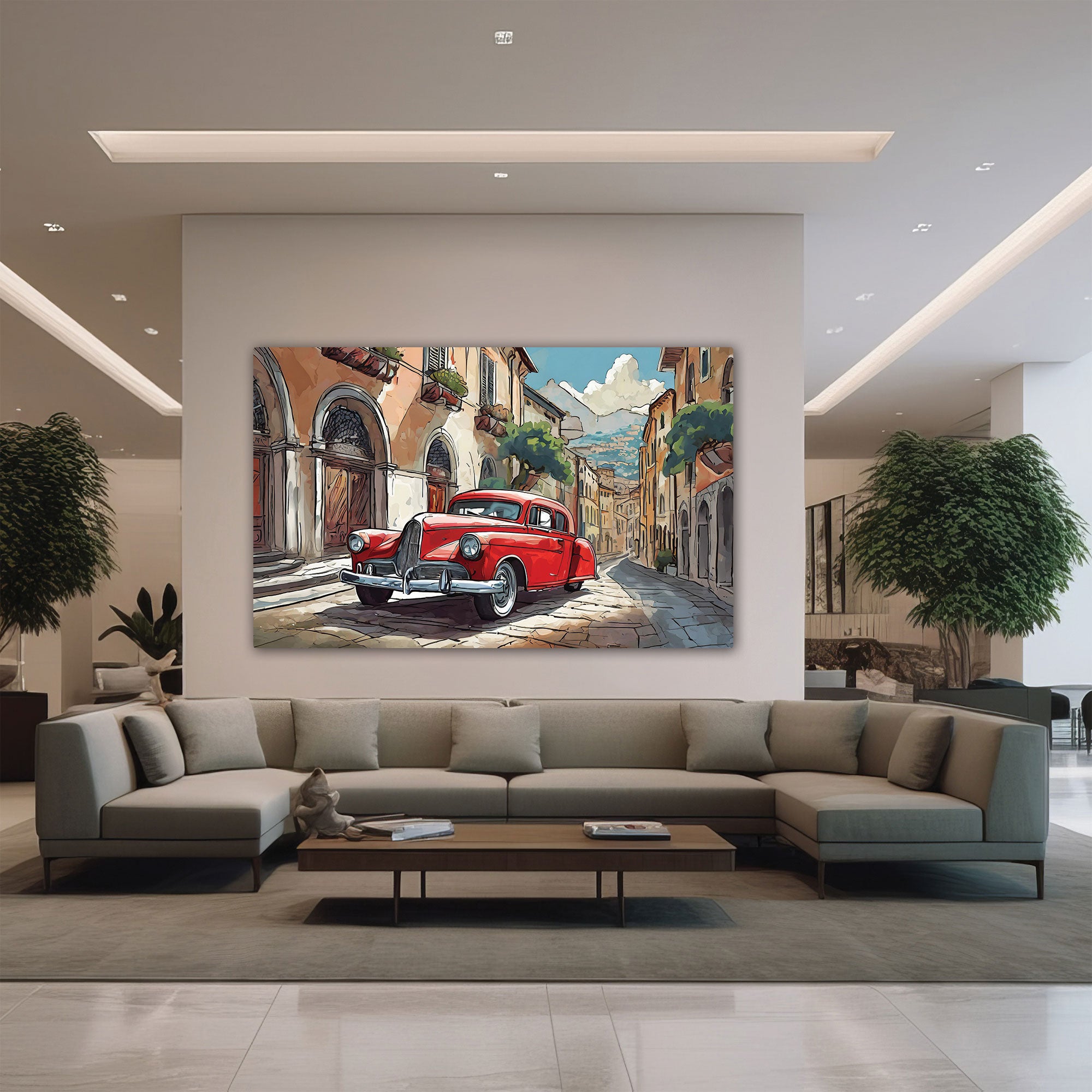 Vintage carAbstract Canvas painting Big Size Wall Art for living room,Bedroom,Drawing room,Hotels