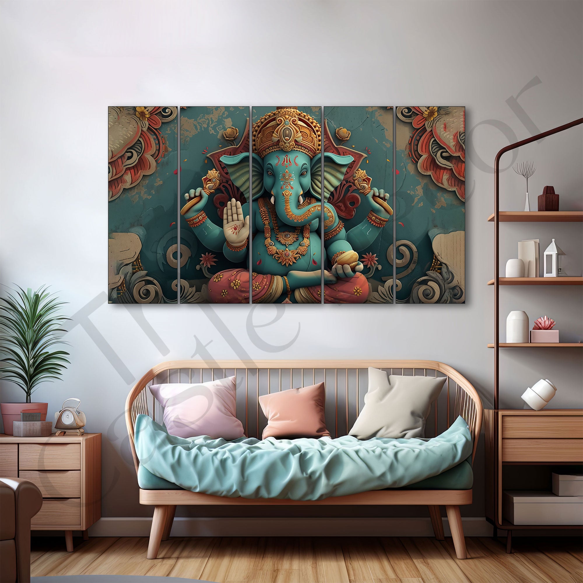 Lord Ganesha Painting with frame Big Size Wall Art for living room,Bedroom,Drawing room,Hotels