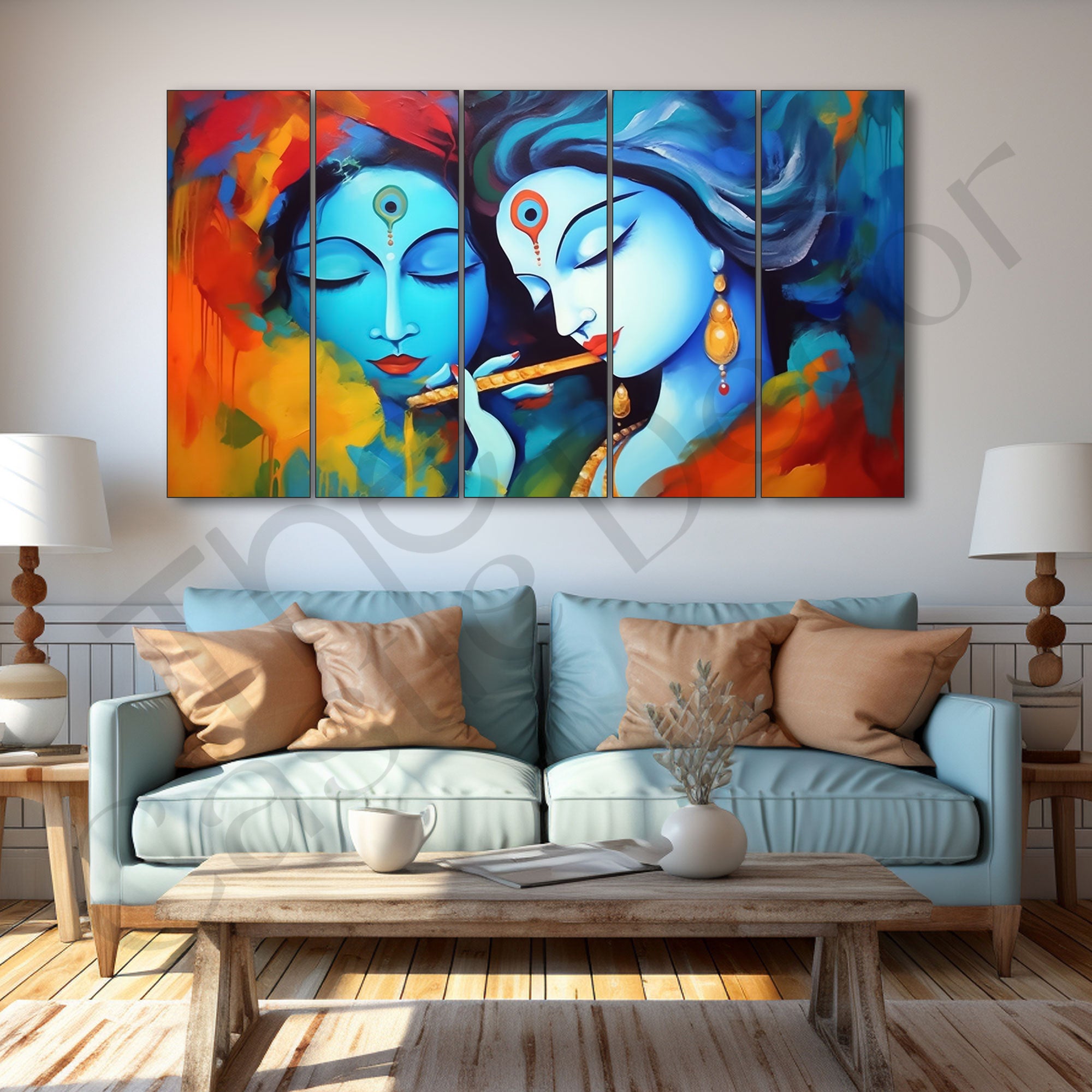 Radha Krishna Painting with frame Big Size Wall Art for living room,Bedroom,Drawing room,Hotels