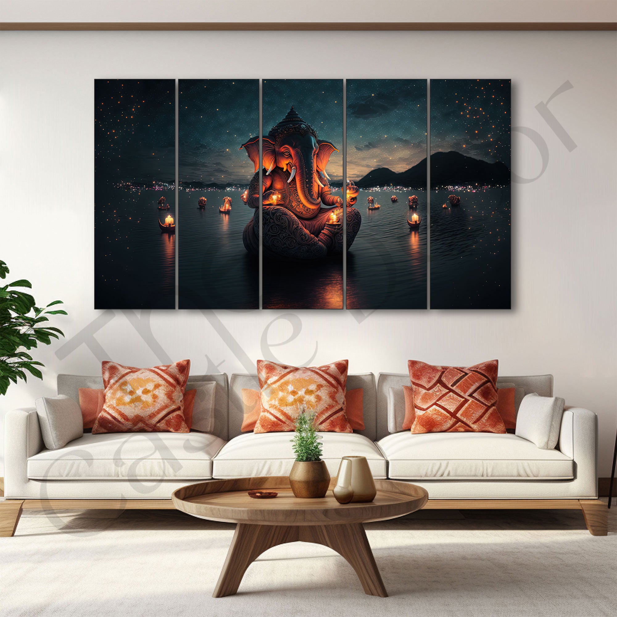 Lord Ganesha Painting with frame Big Size Wall Art for living room,Bedroom,Drawing room,Hotels
