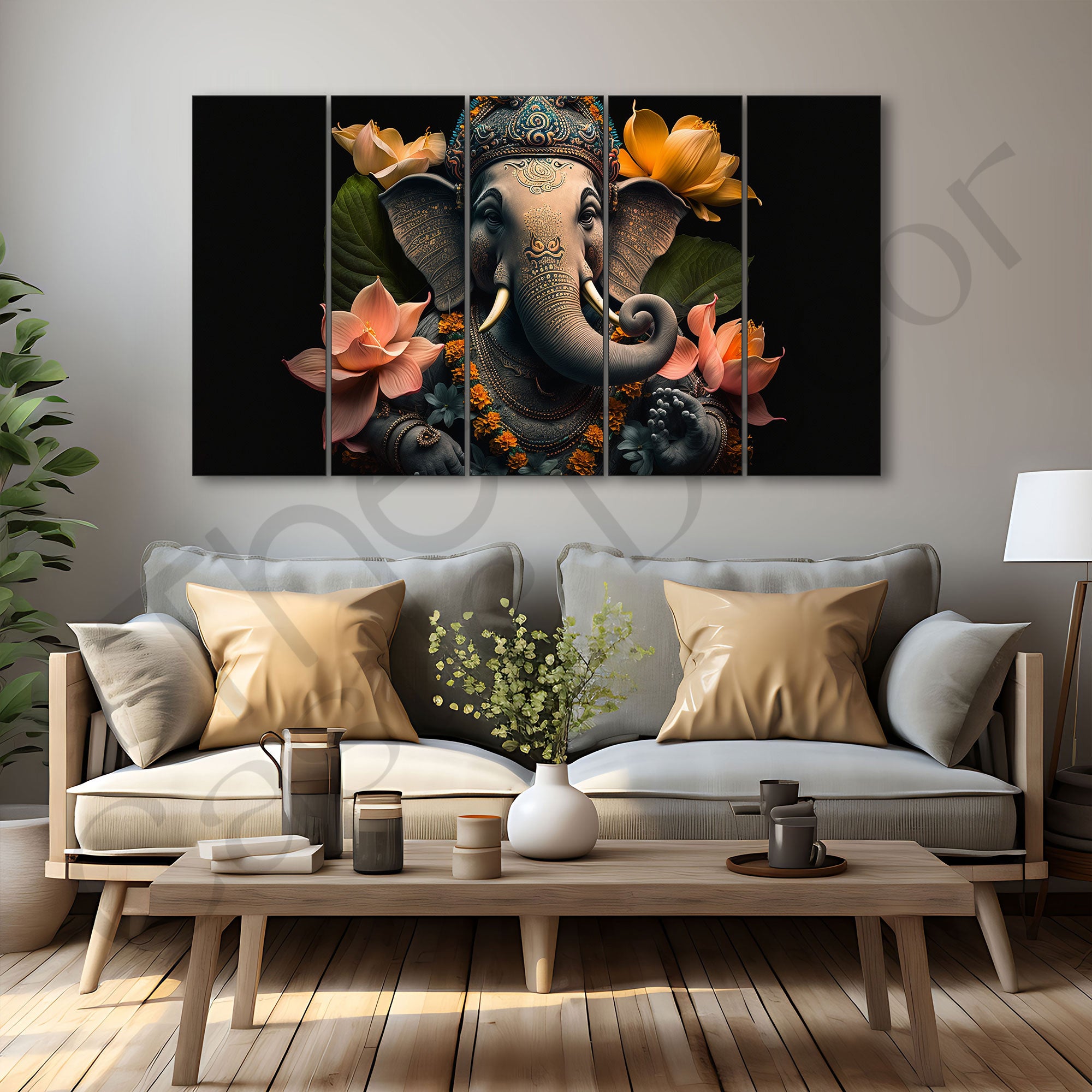 Lord Ganesha Painting with frame Big Size Wall Art for living room,Bedroom,Drawing room,Hotels