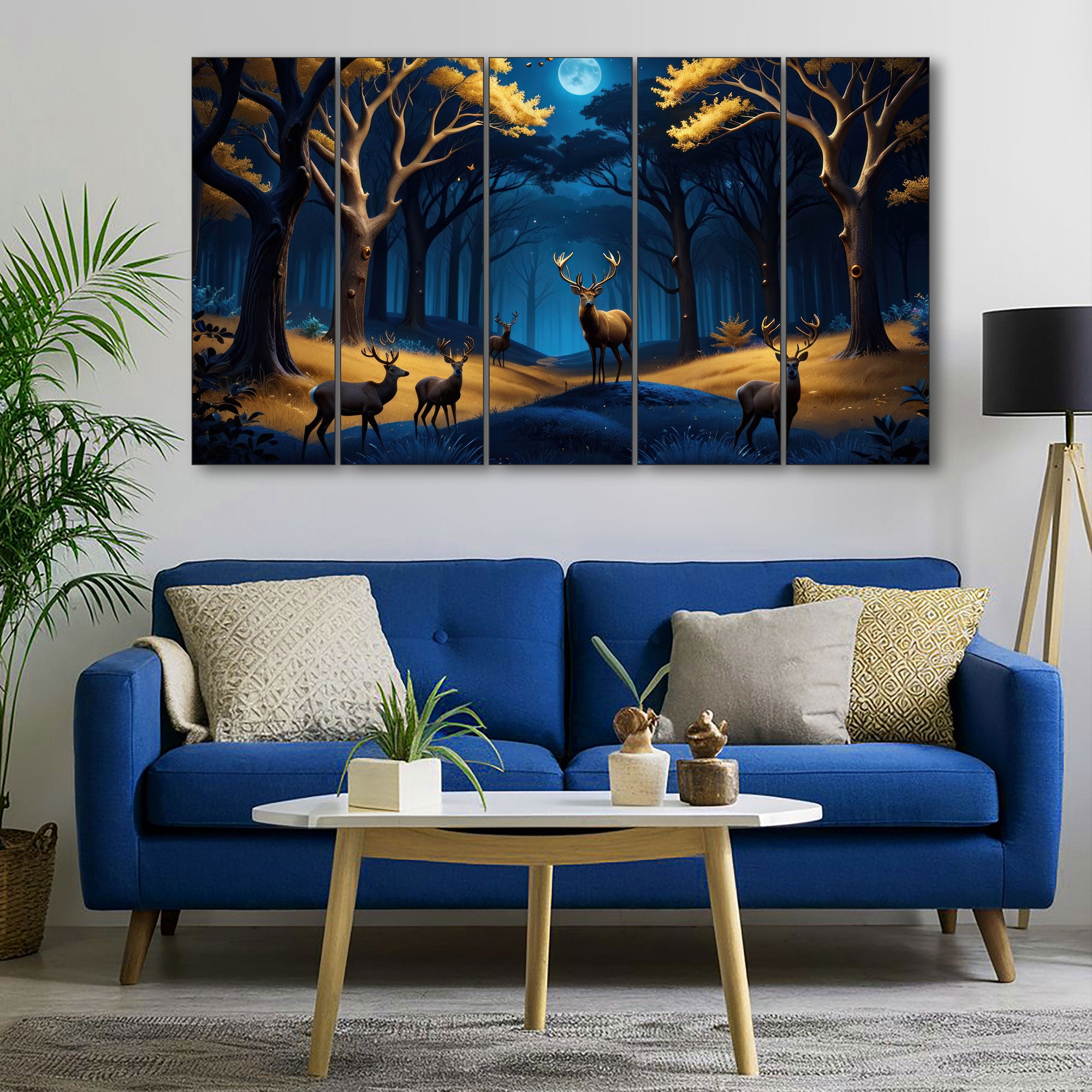 Vaastu Golden Deer Painting with frame Big Size Wall Art for living room,Bedroom,Drawing room,Hotels