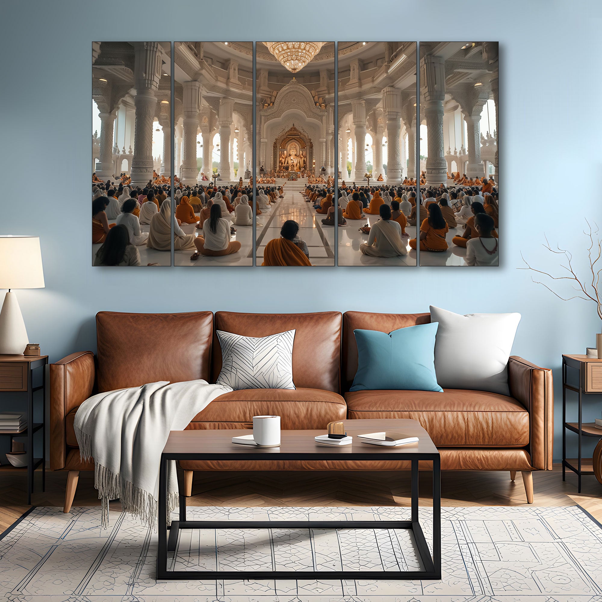 Ram Mandir Painting with frame Big Size Wall Art for living room,Bedroom,Drawing room,Hotels