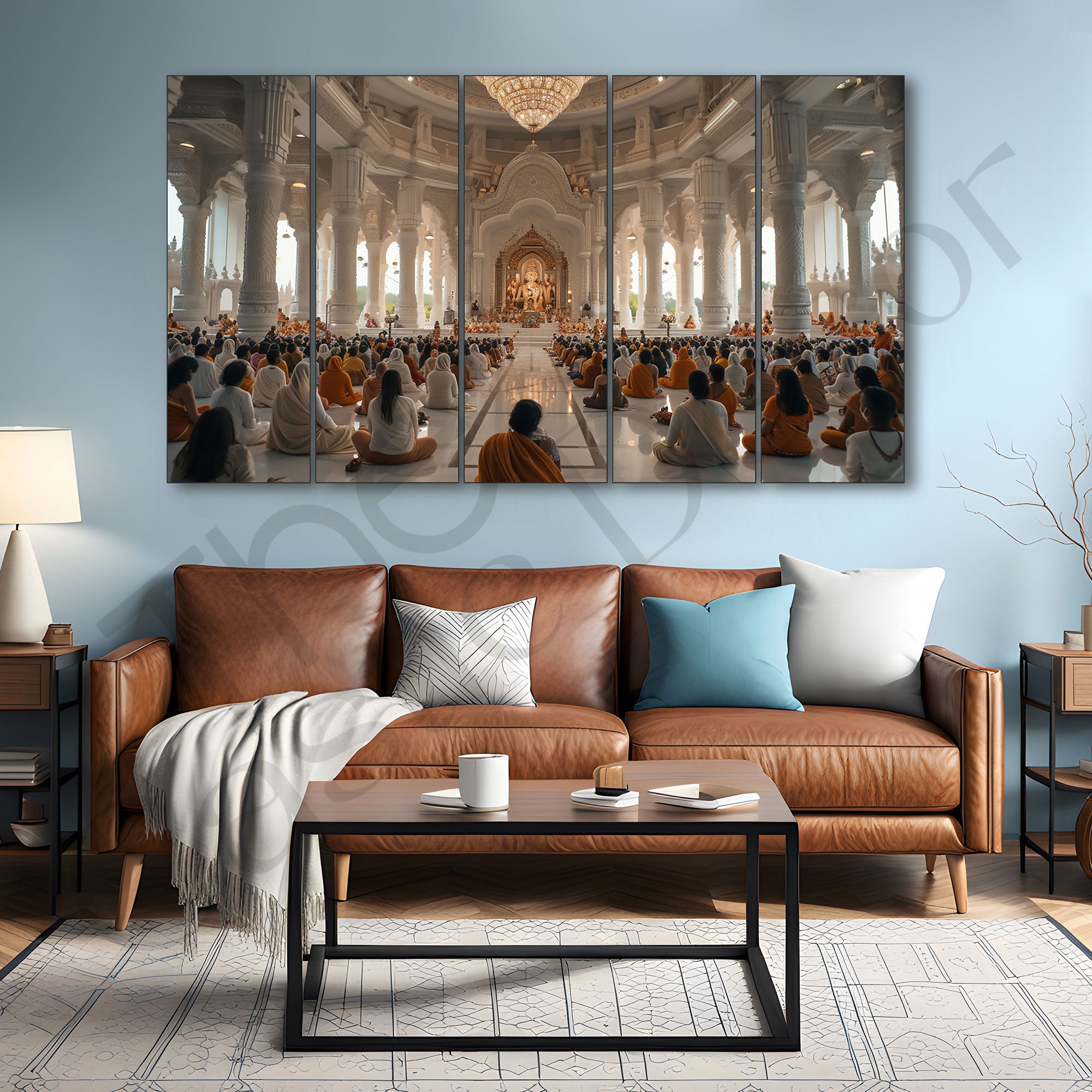 Ram Mandir Painting with frame Big Size Wall Art for living room,Bedroom,Drawing room,Hotels