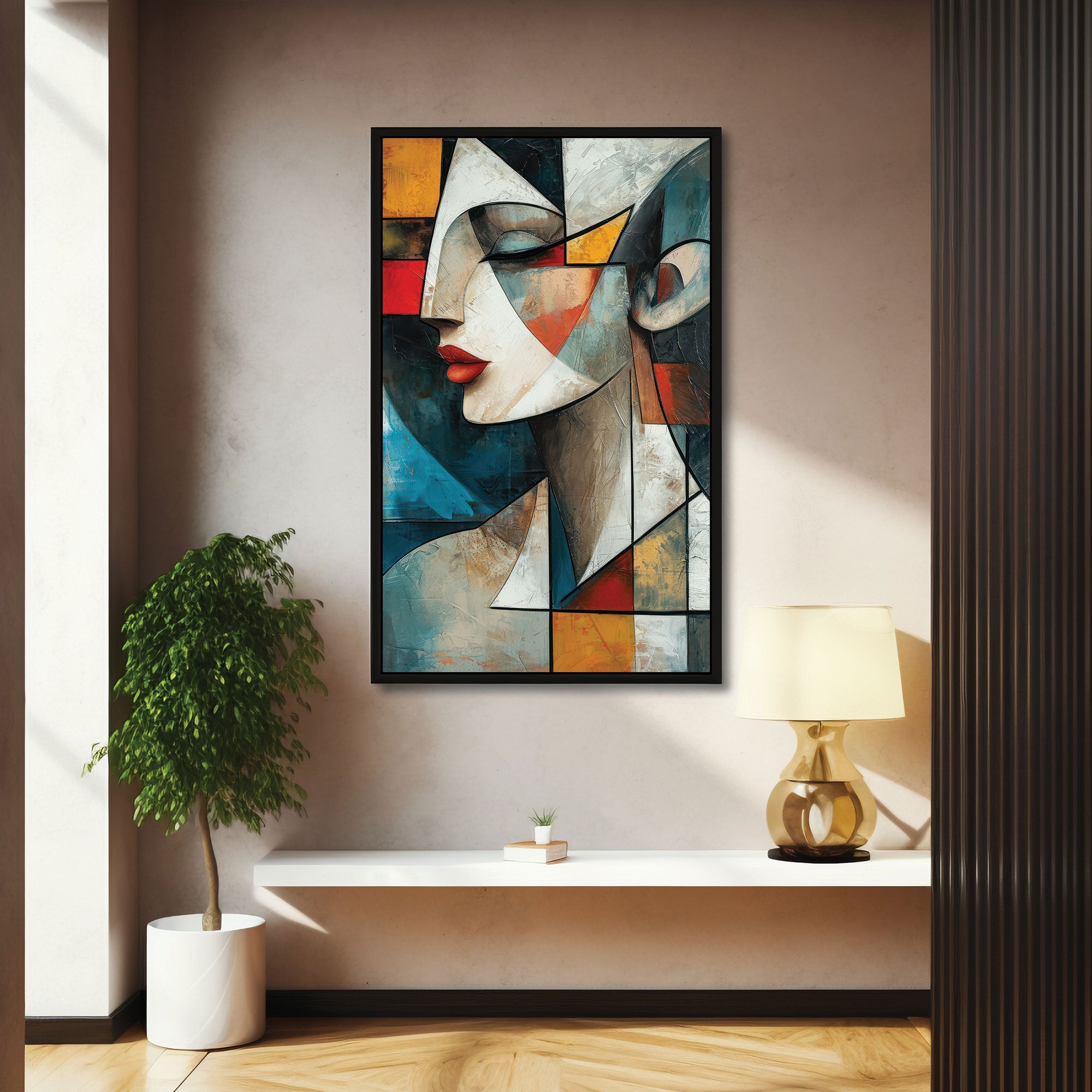 Women faceAbstract Canvas painting with frame Big Size Wall Art for living room,Bedroom,Drawing room,Hotels