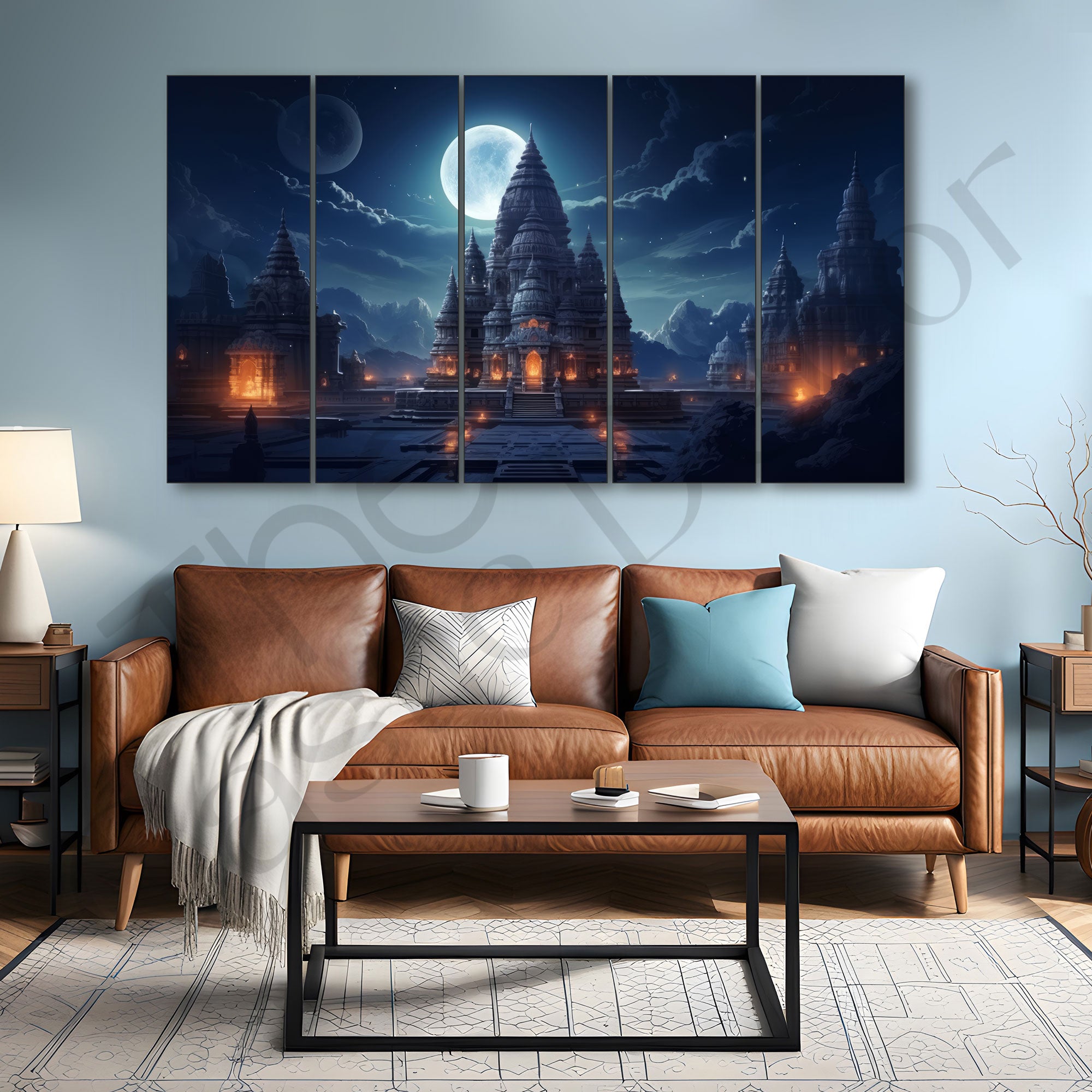 Ram Mandir Painting with frame Big Size Wall Art for living room,Bedroom,Drawing room,Hotels