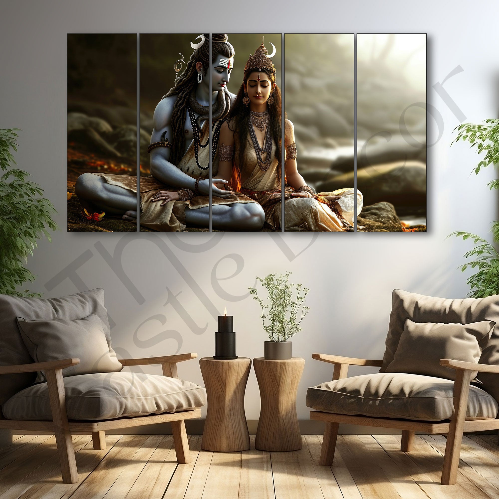 Shiv Parvati Painting with frame Big Size Wall Art for living room,Bedroom,Drawing room,Hotels