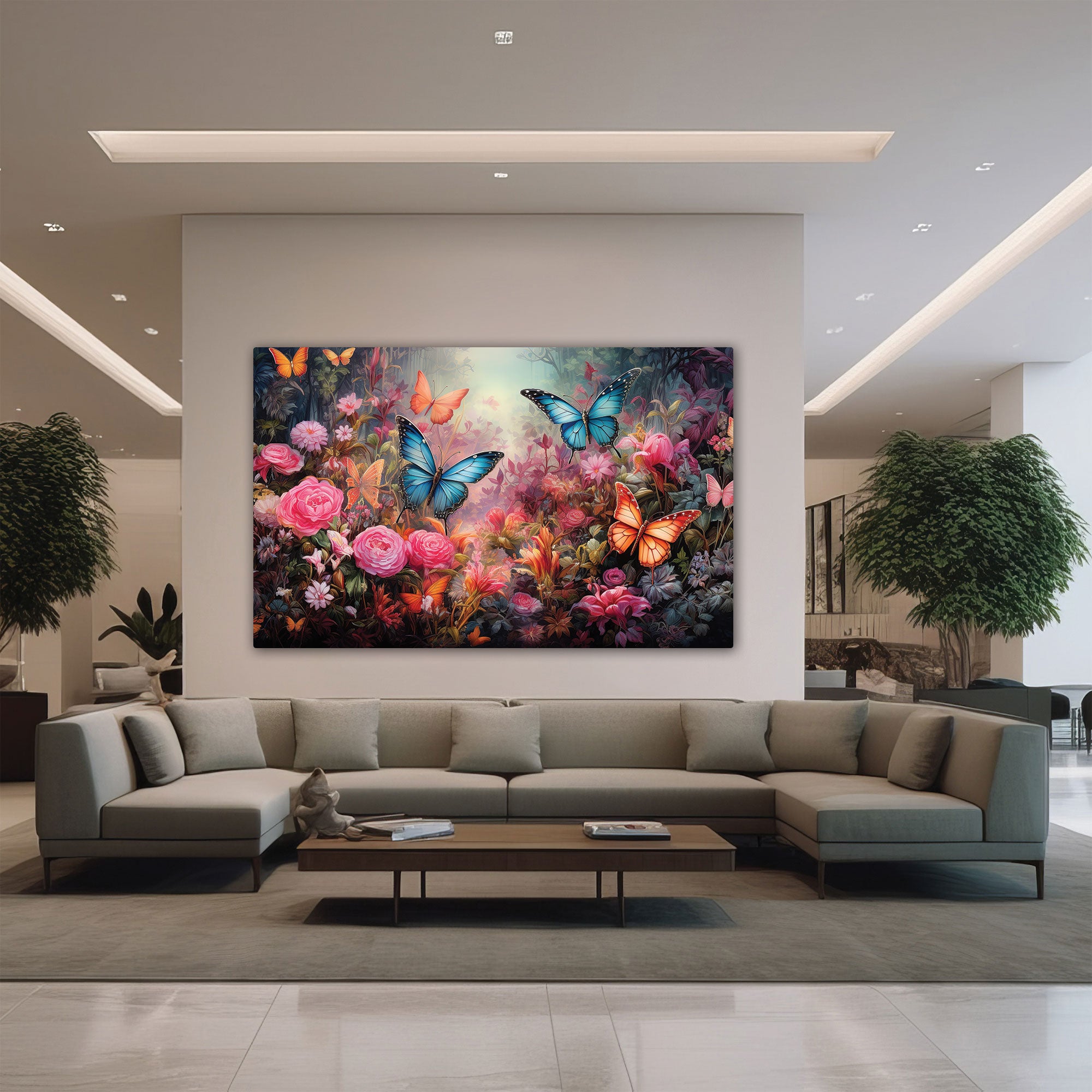 Buttrflies Abstract Canvas painting with frame Big Size Wall Art for living room,Bedroom,Drawing room,Hotels