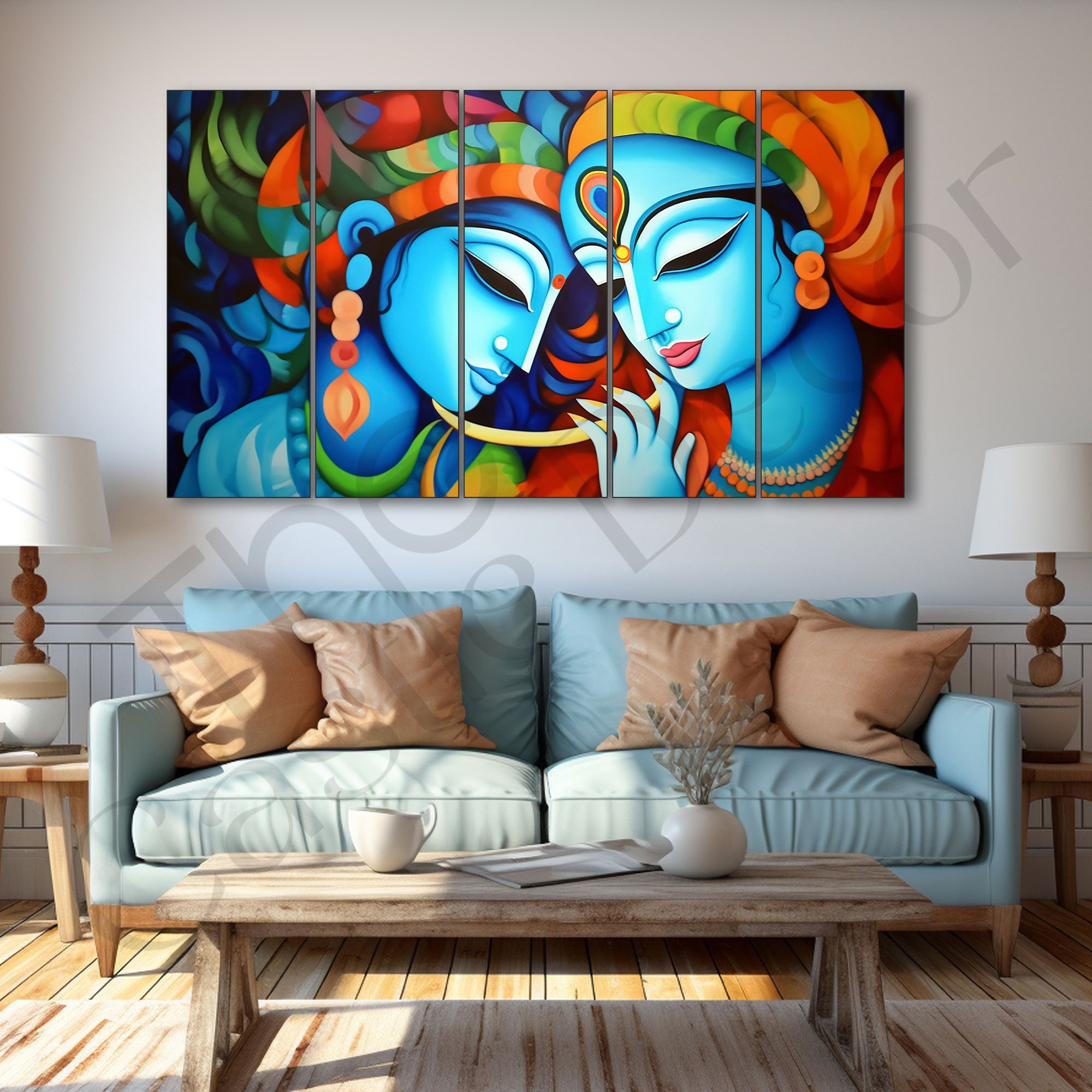 Radha Krishna Painting with frame Big Size Wall Art for living room,Bedroom,Drawing room,Hotels
