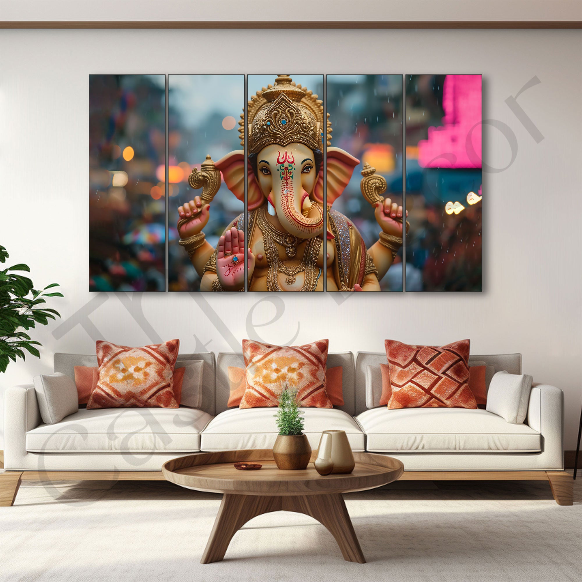 Lord Ganesha Painting with frame Big Size Wall Art for living room,Bedroom,Drawing room,Hotels