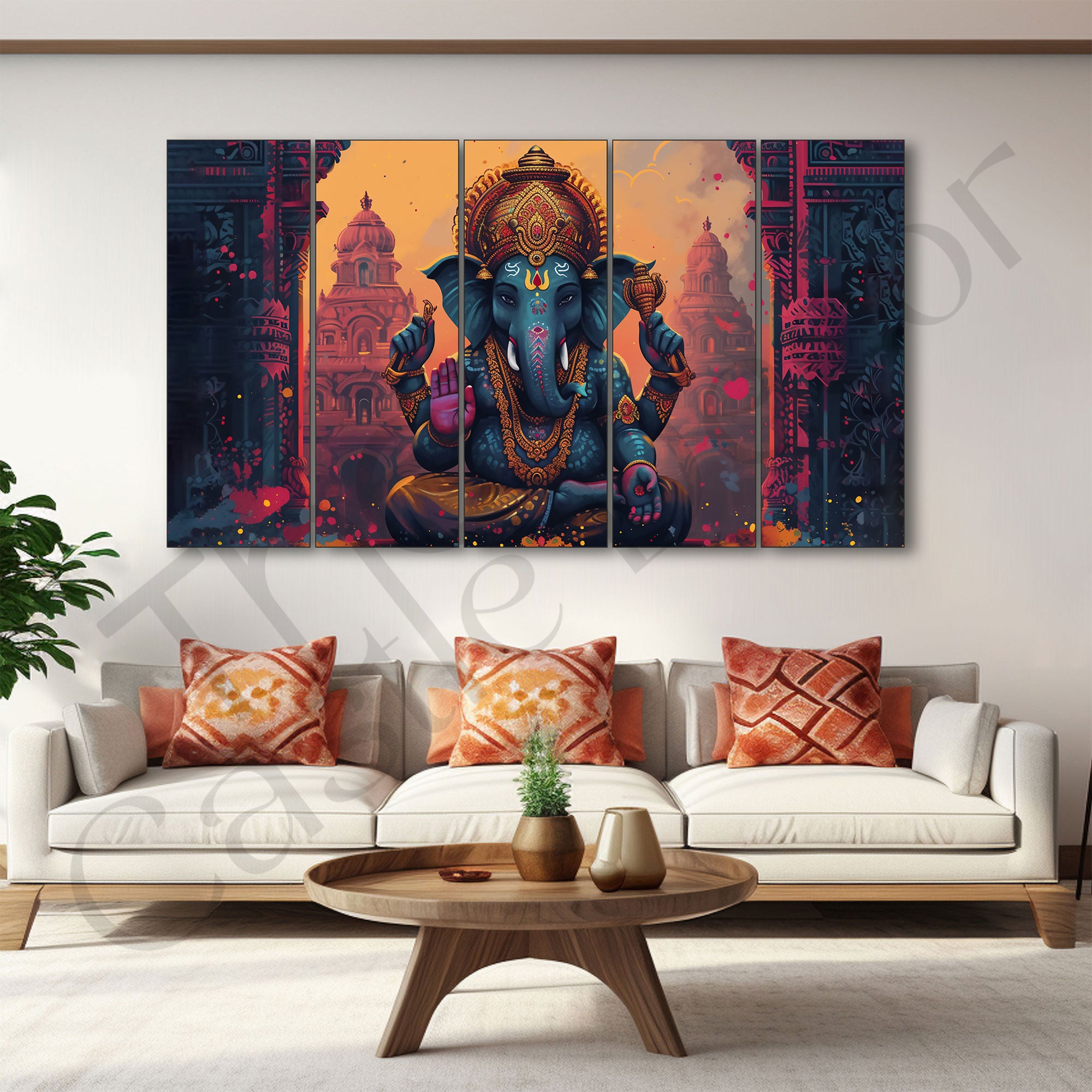 Lord Ganesha Painting with frame Big Size Wall Art for living room,Bedroom,Drawing room,Hotels
