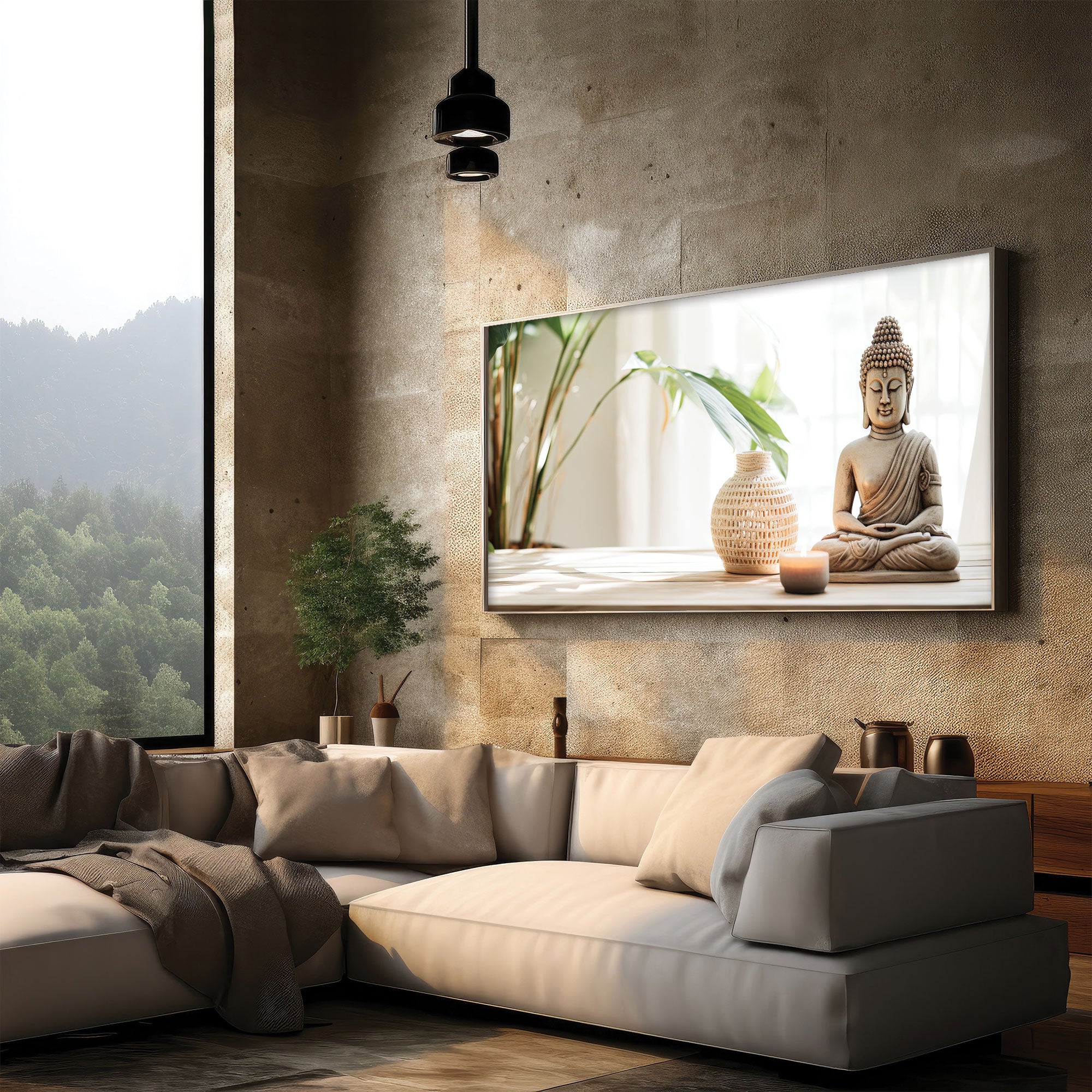 Budhhism meditation Canvas painting with frame Big Size Wall Art for living room,Bedroom,Drawing room,Hotels