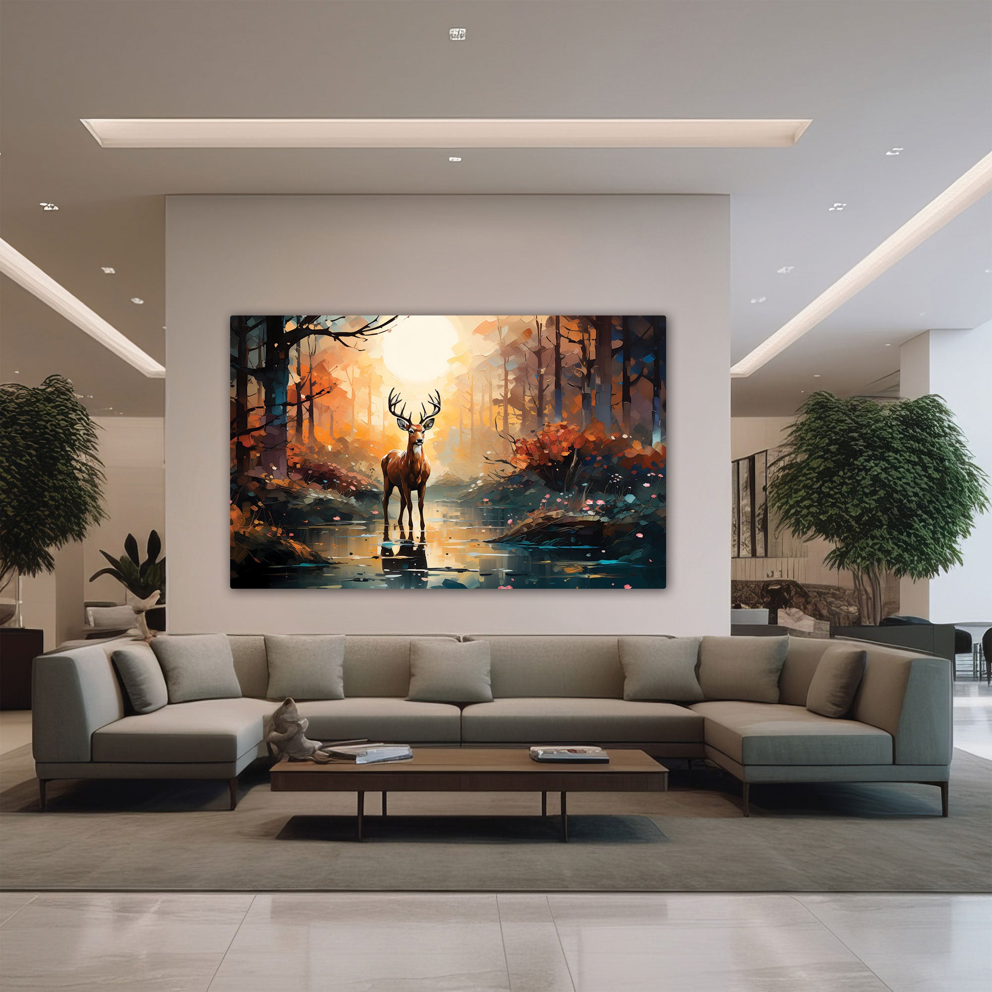 Deer Abstract Canvas painting with frame Big Size Wall Art for living room,Bedroom,Drawing room,Hotels