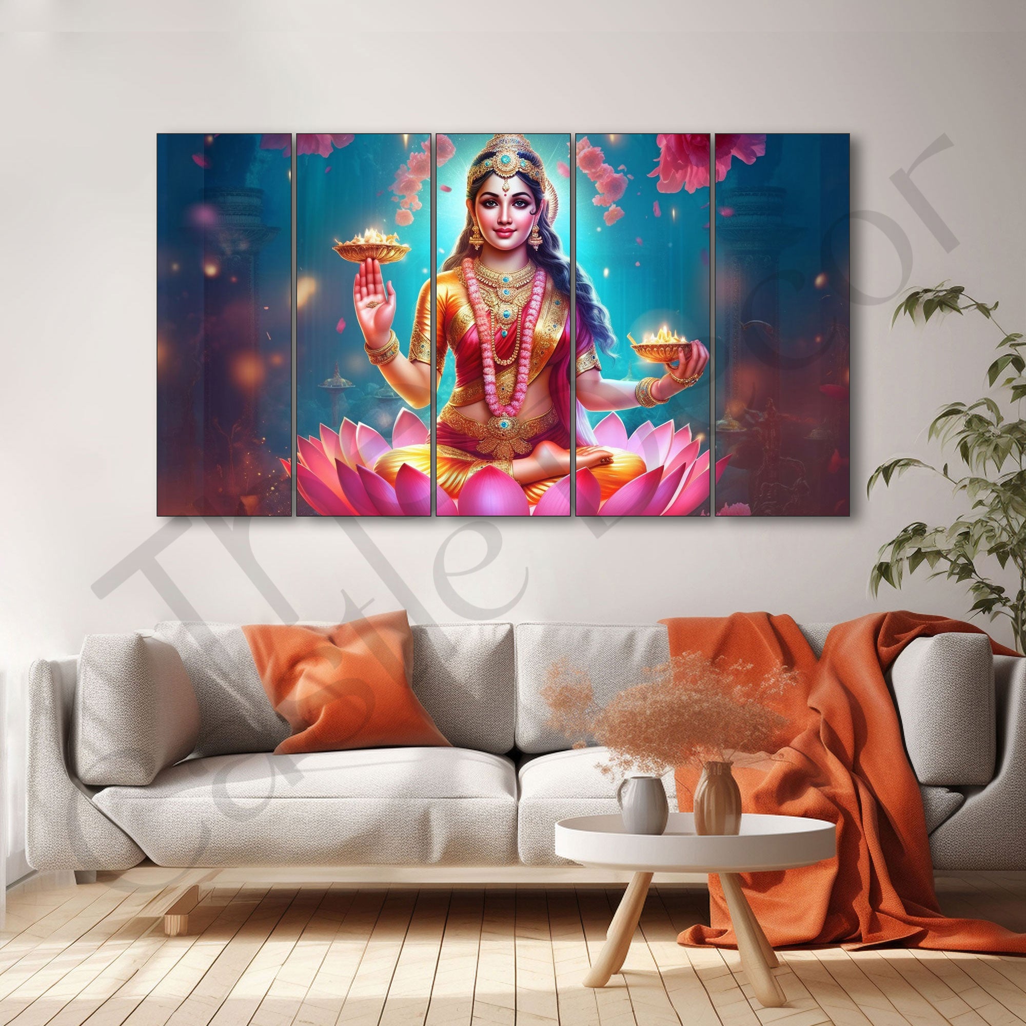 Goddess Laxmi ji Painting with frame Big Size Wall Art for living room,Bedroom,Drawing room,Hotels