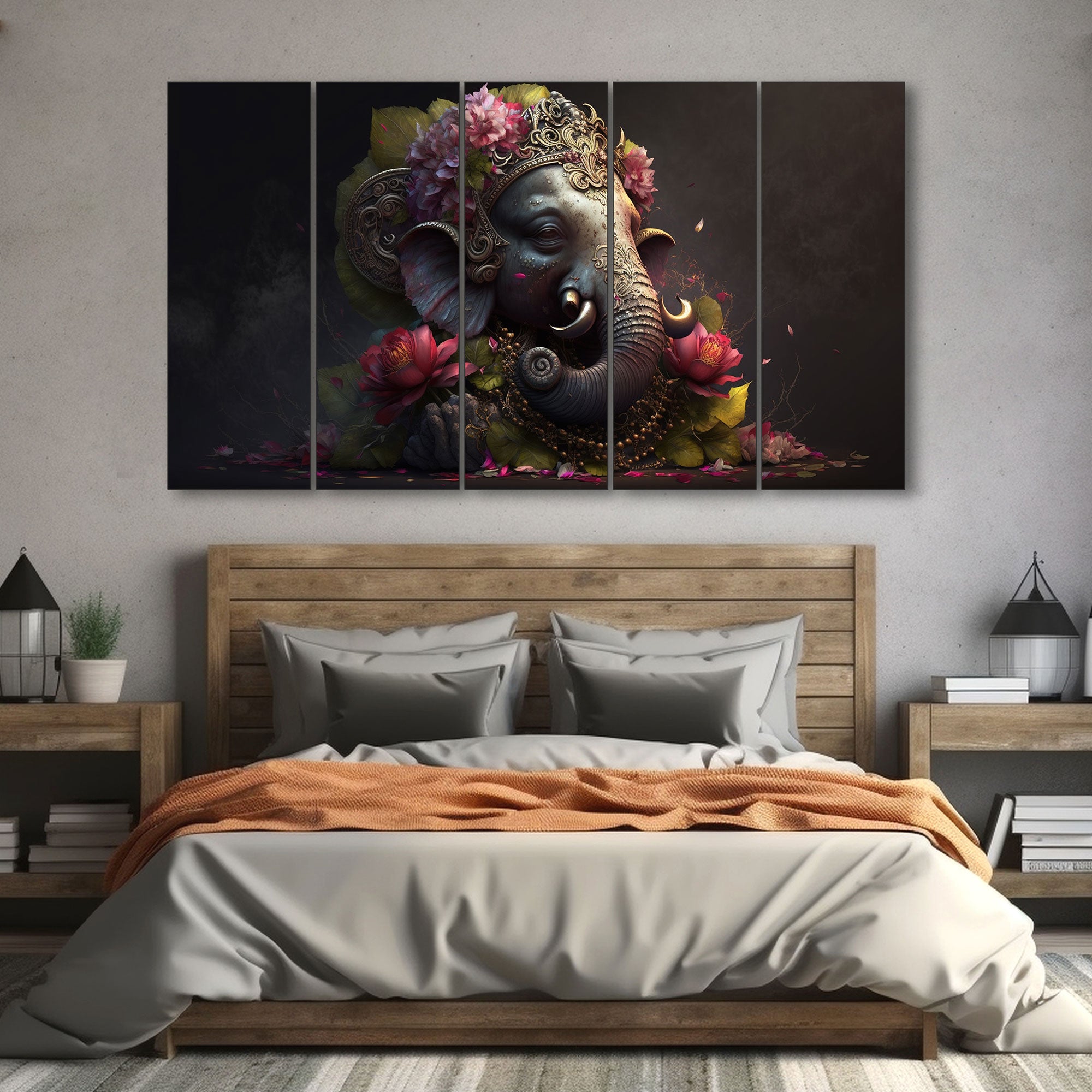 Lord Ganesha Painting with frame Big Size Wall Art for living room,Bedroom,Drawing room,Hotels
