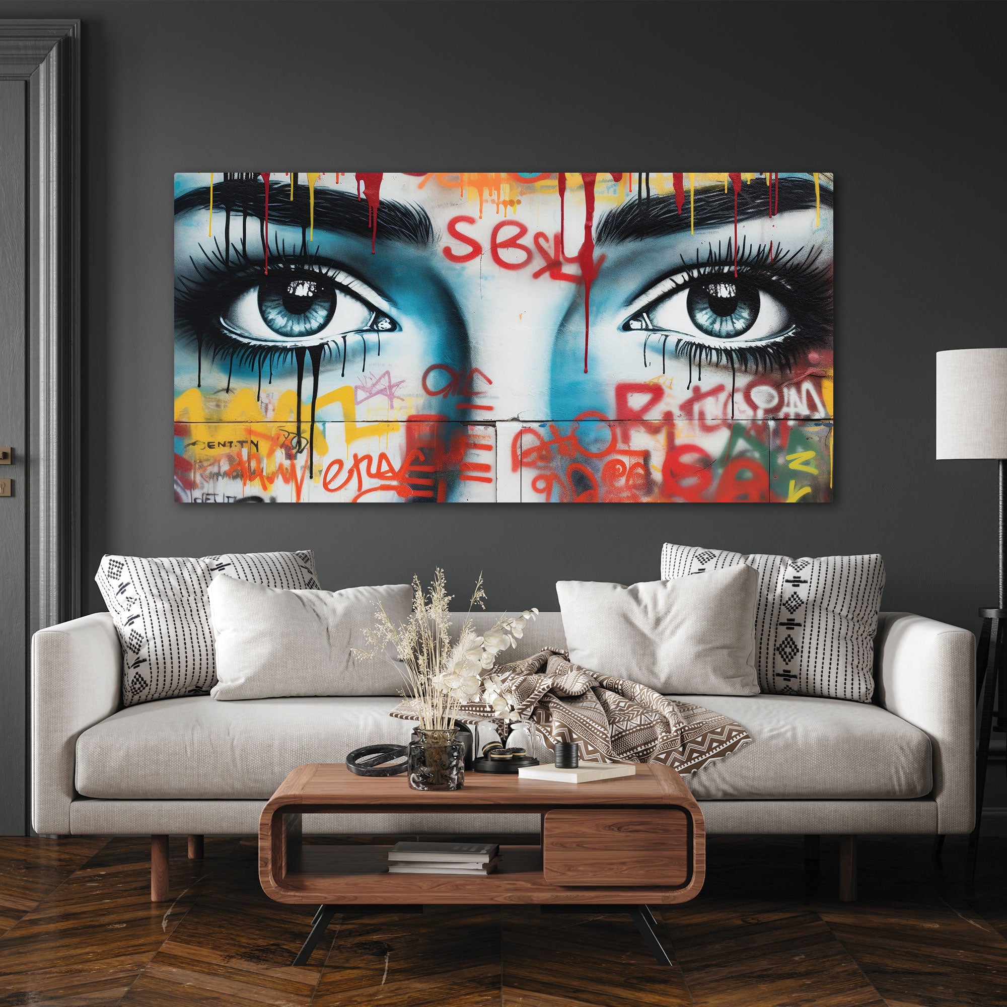 Graffiti womanAbstract Canvas painting with frame Big Size Wall Art for living room,Bedroom,Drawing room,Hotels