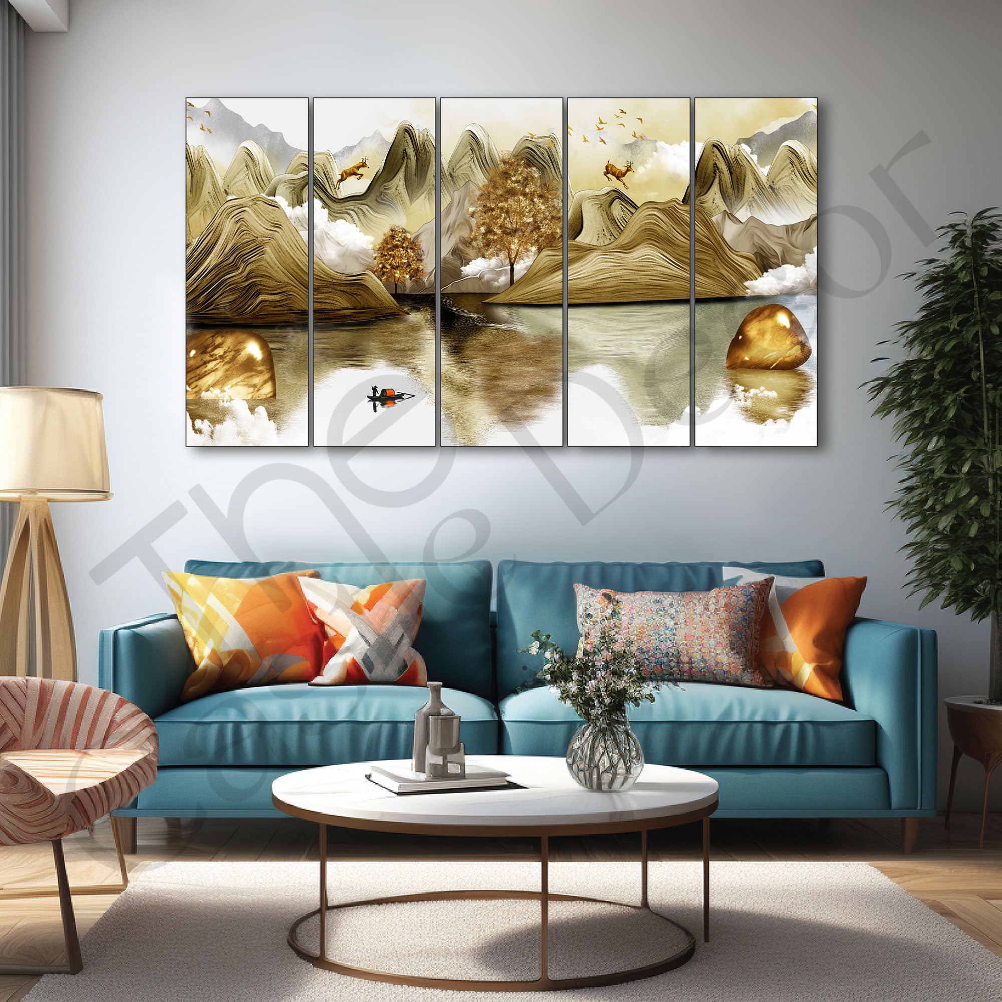 Golden Deer Painting with frame Big Size Wall Art for living room,Bedroom,Drawing room,Hotels