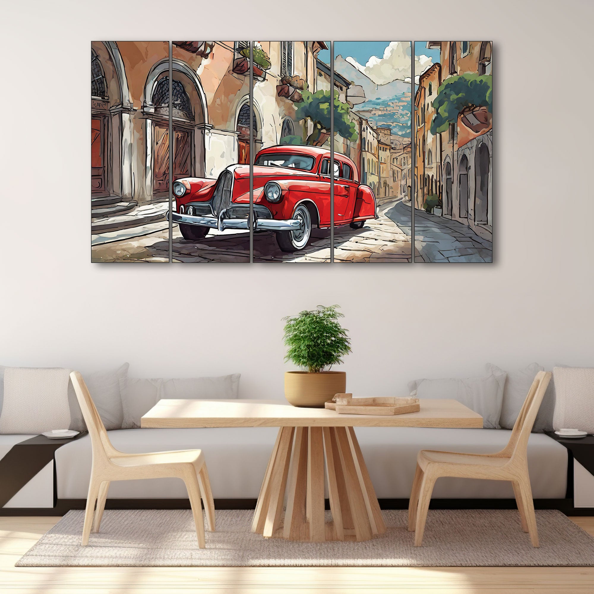 Vintage Car Painting with frame Big Size Wall Art for living room,Bedroom,Drawing room,Hotels