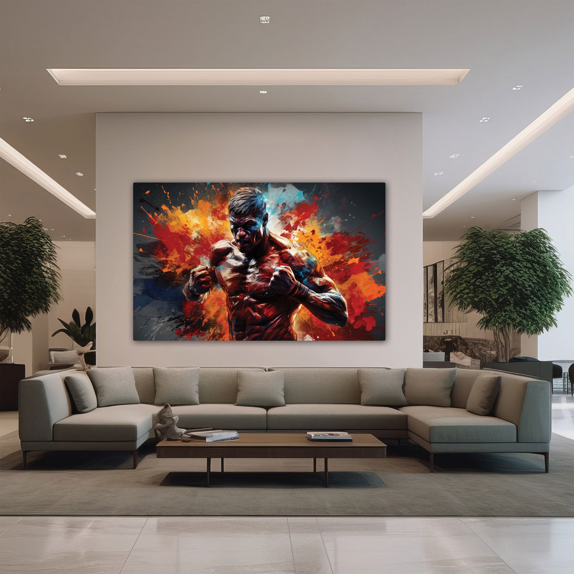 Boxer Abstract Canvas painting with frame Big Size Wall Art for living room,Bedroom,Drawing room,Hotels