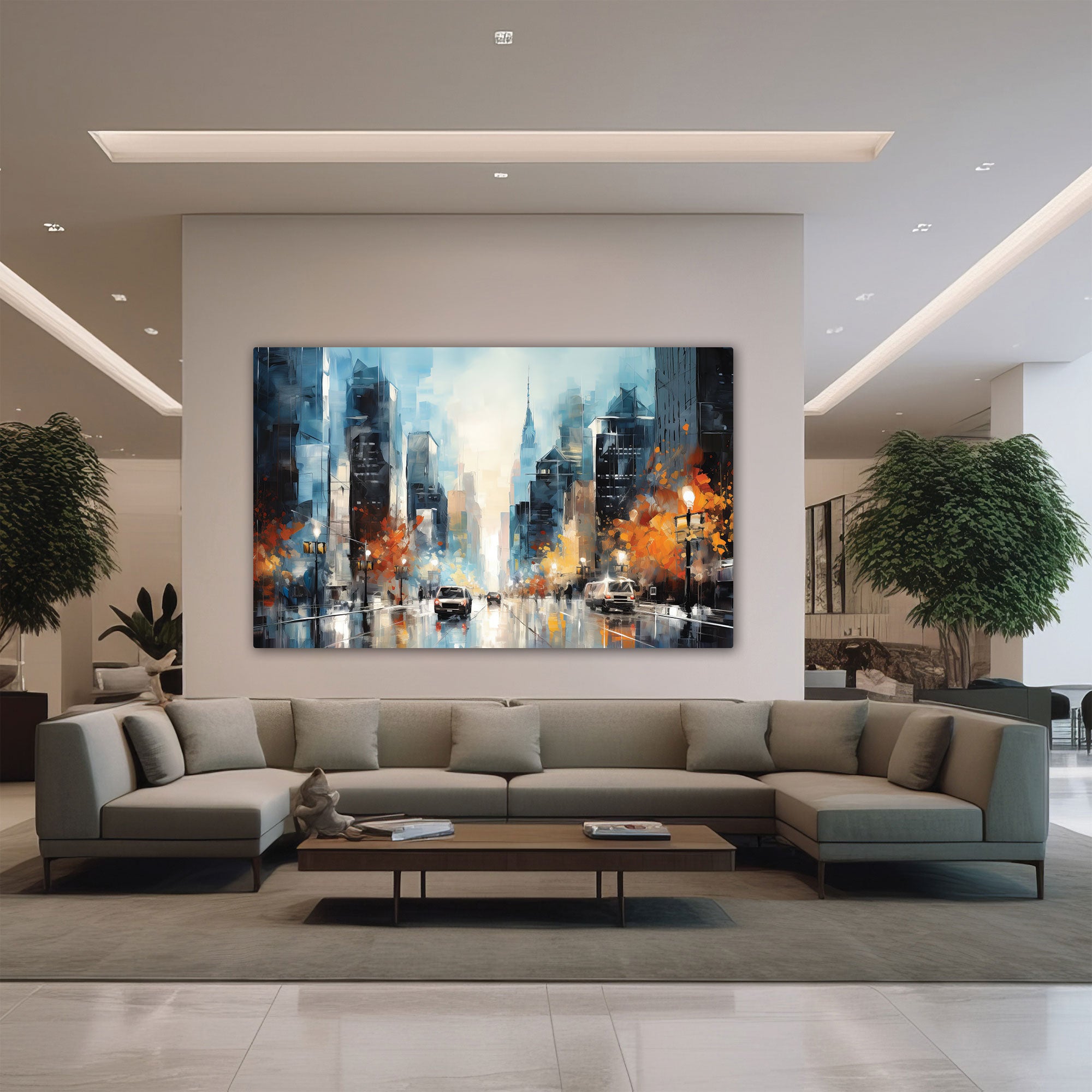 City Abstract Canvas painting with frame Big Size Wall Art for living room,Bedroom,Drawing room,Hotels