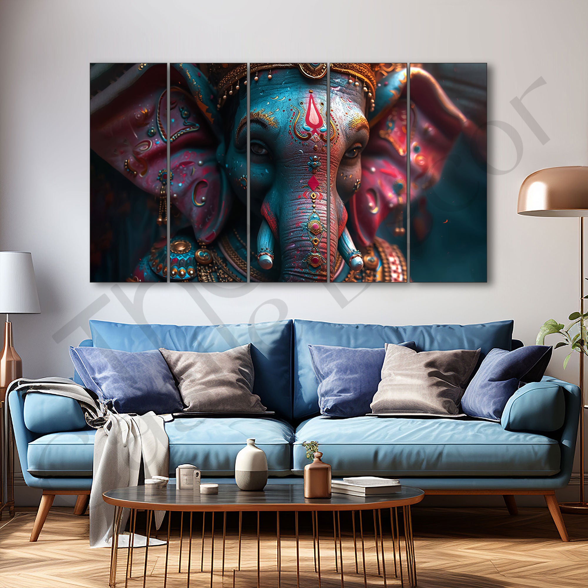 Lord Ganesha Painting with frame Big Size Wall Art for living room,Bedroom,Drawing room,Hotels