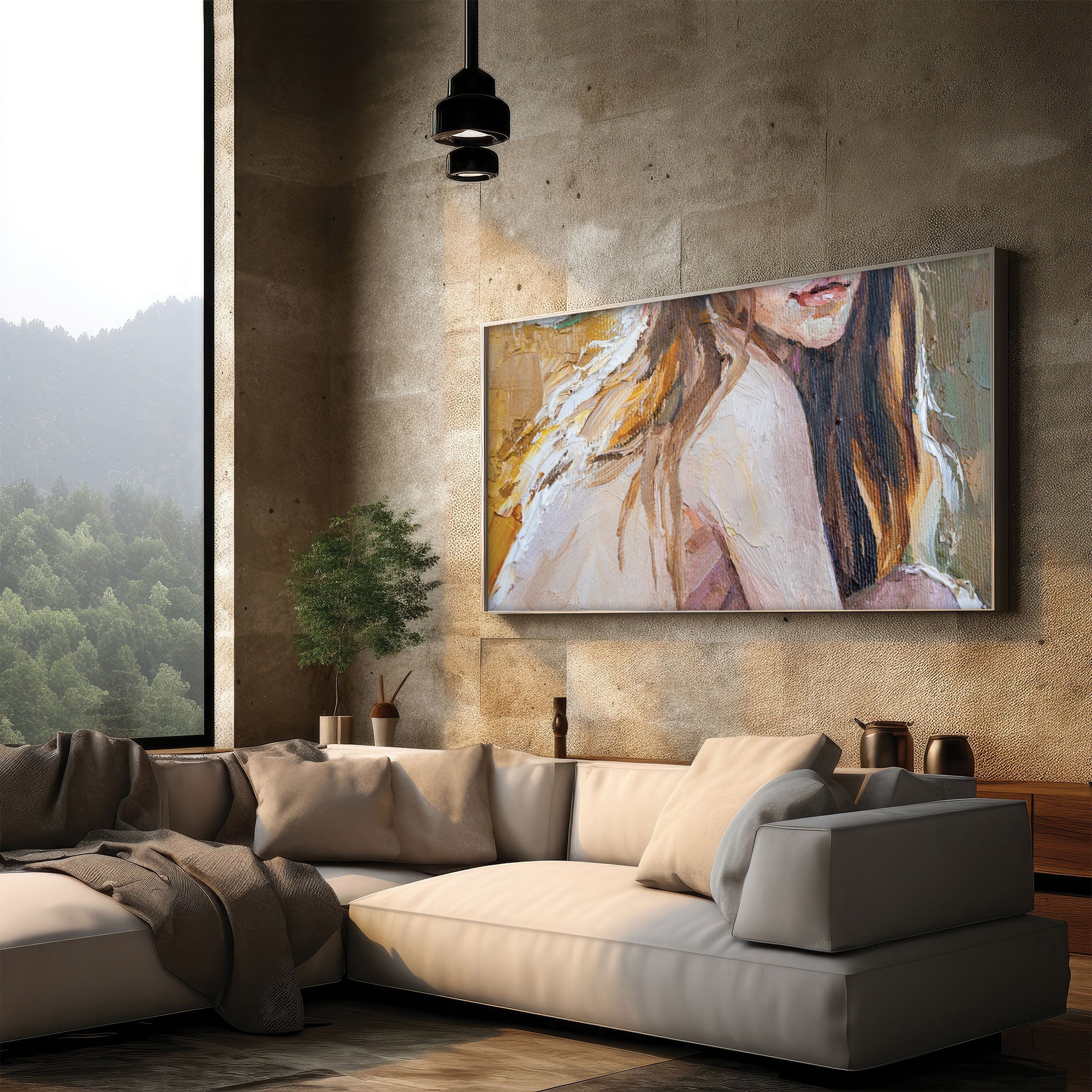 WomenAbstract Canvas painting with frame Big Size Wall Art for living room,Bedroom,Drawing room,Hotels