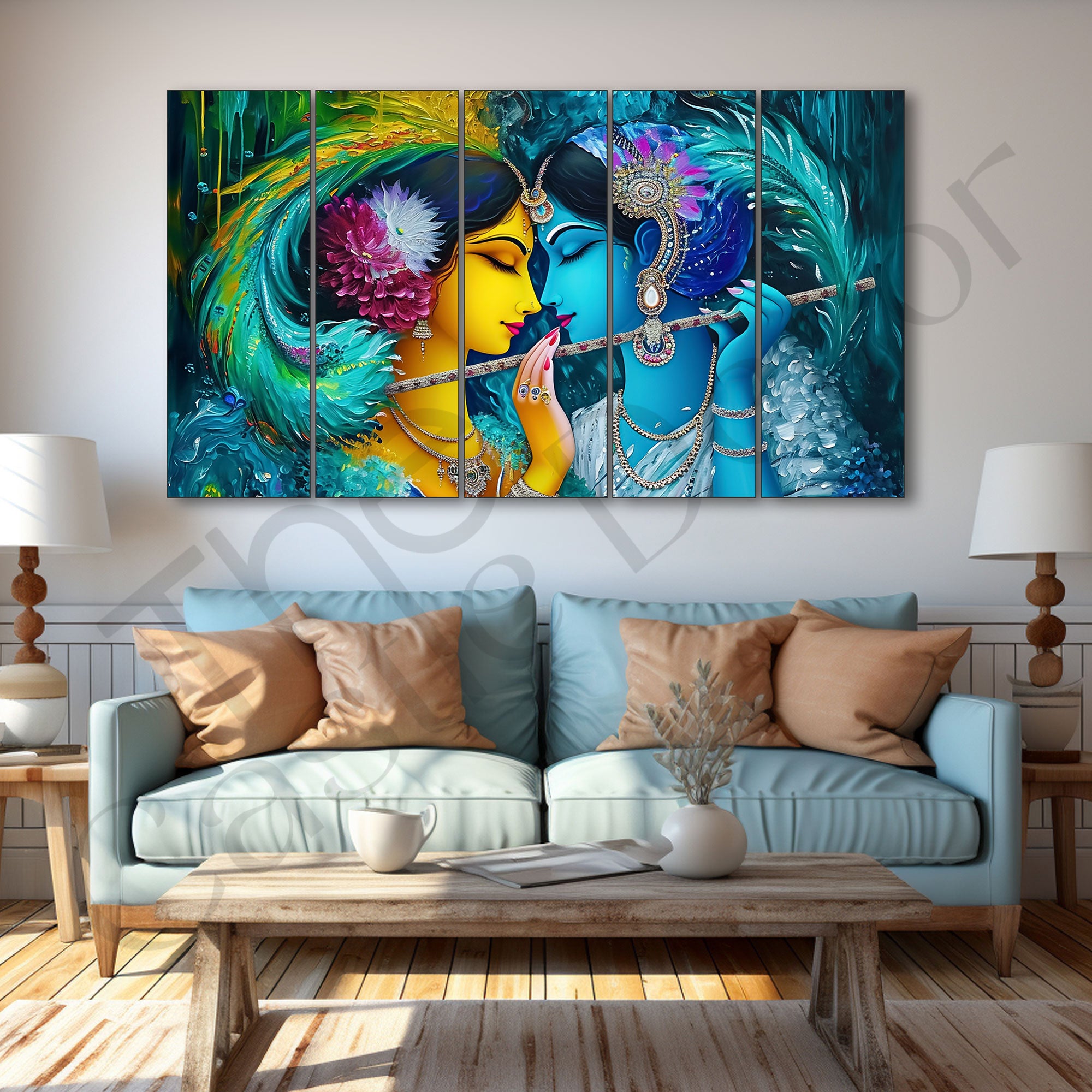 Radha Krishna Painting with frame Big Size Wall Art for living room,Bedroom,Drawing room,Hotels