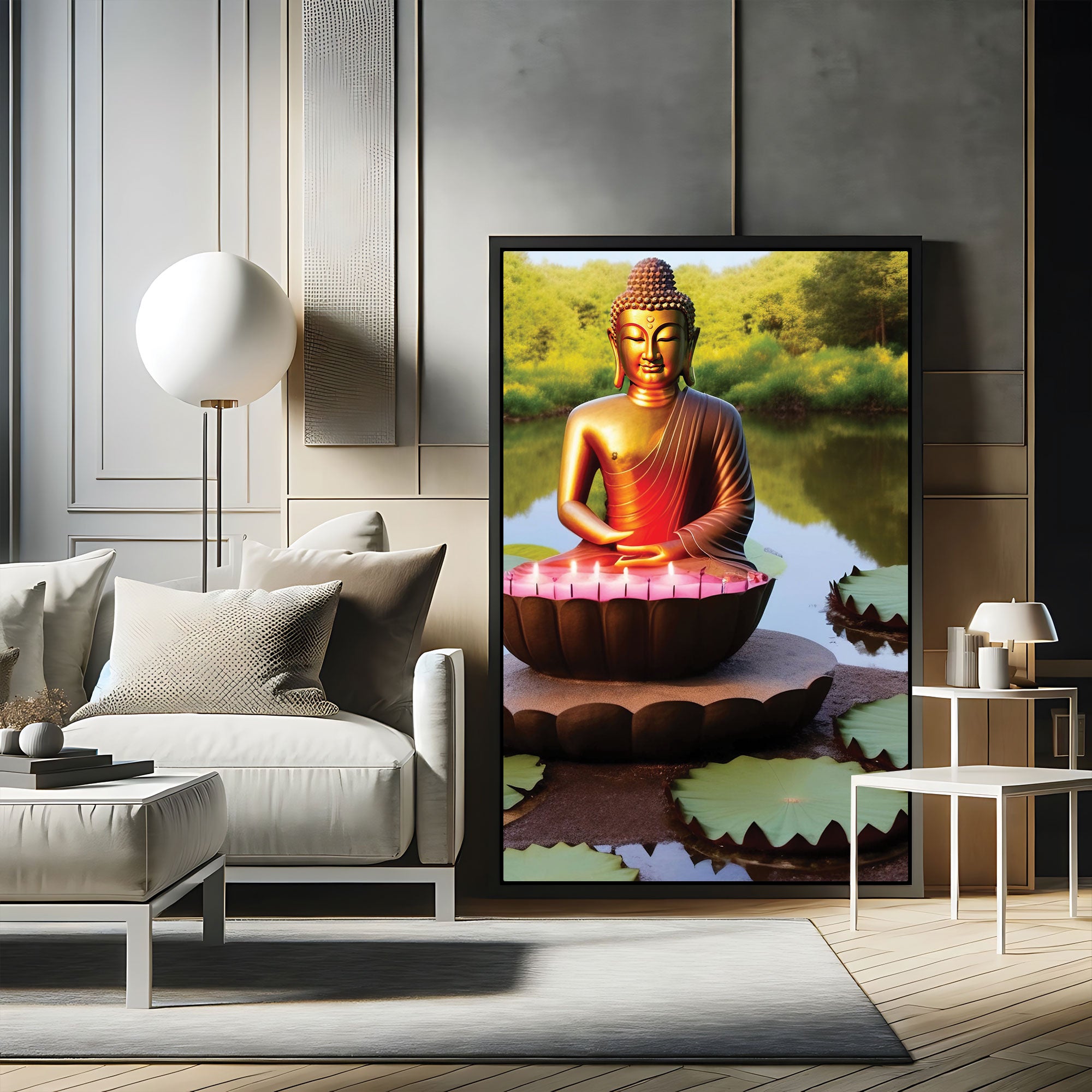 Buddha meditation Canvas painting with frame Big Size Wall Art for living room,Bedroom,Drawing room,Hotels