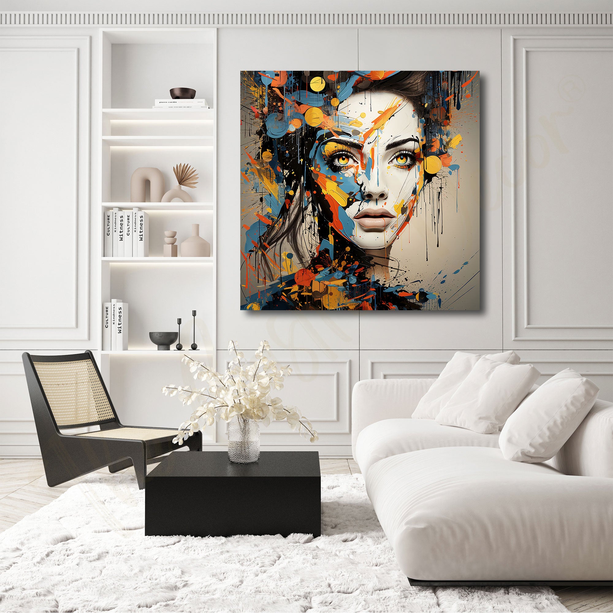 FaceAbstract painting with frame Big Size Wall Art for living room,Bedroom,Drawing room,Hotels