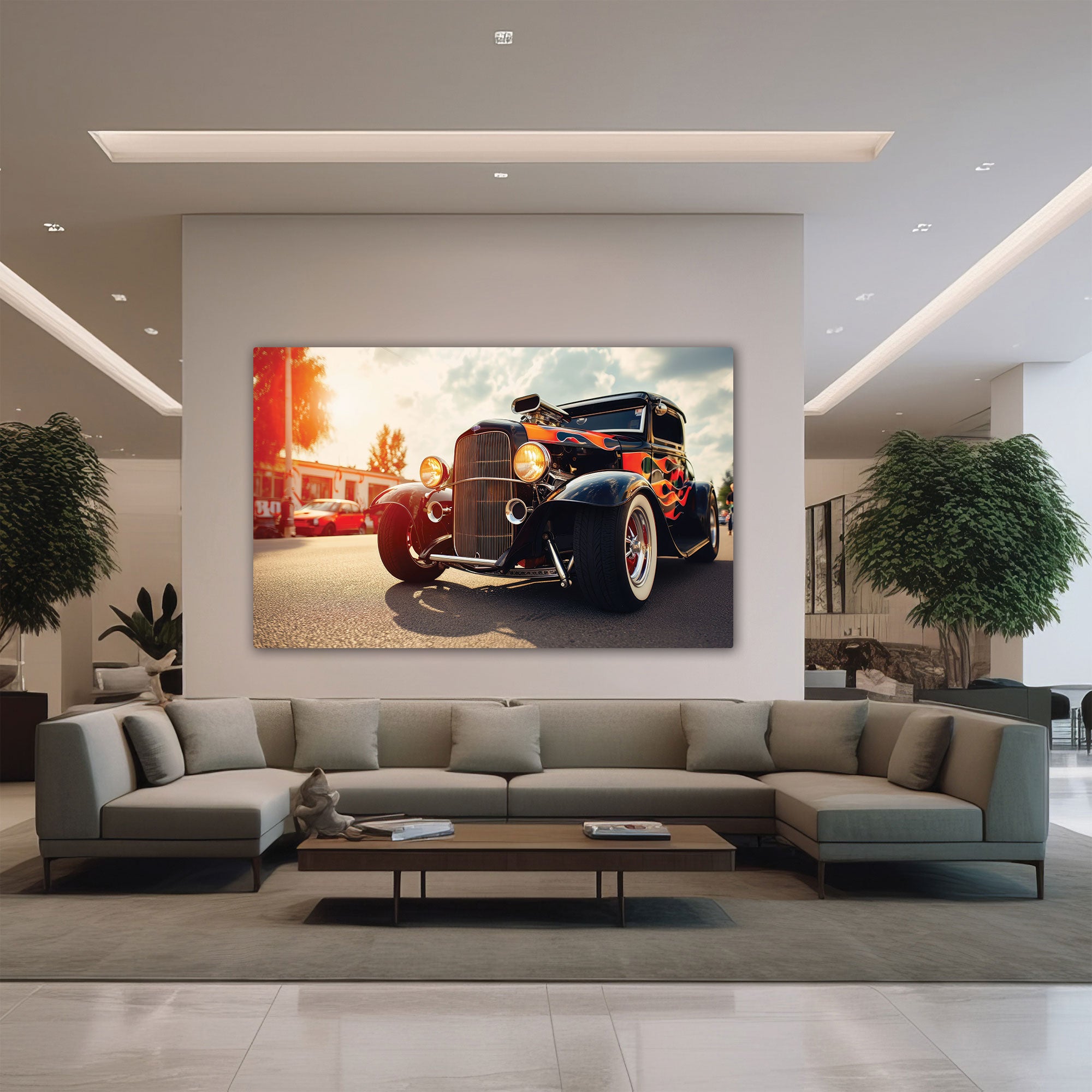 Vintage car Canvas painting with frame Big Size Wall Art for living room,Bedroom,Drawing room,Hotels