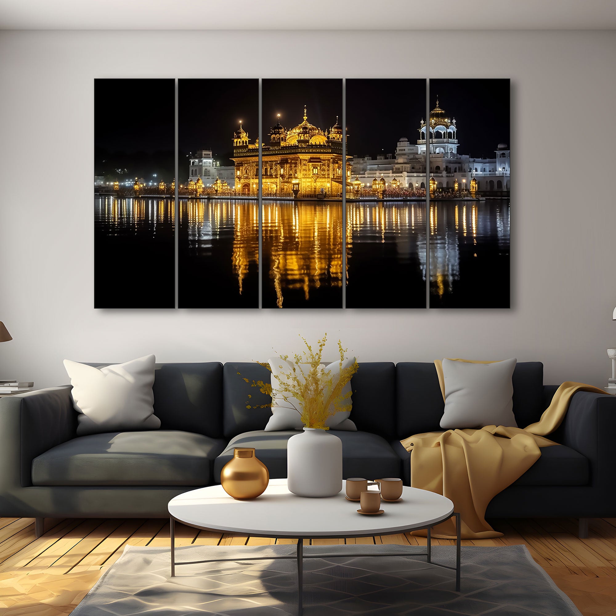 Golden Temple Painting with frame Big Size Wall Art for living room,Bedroom,Drawing room,Hotels 36x60"