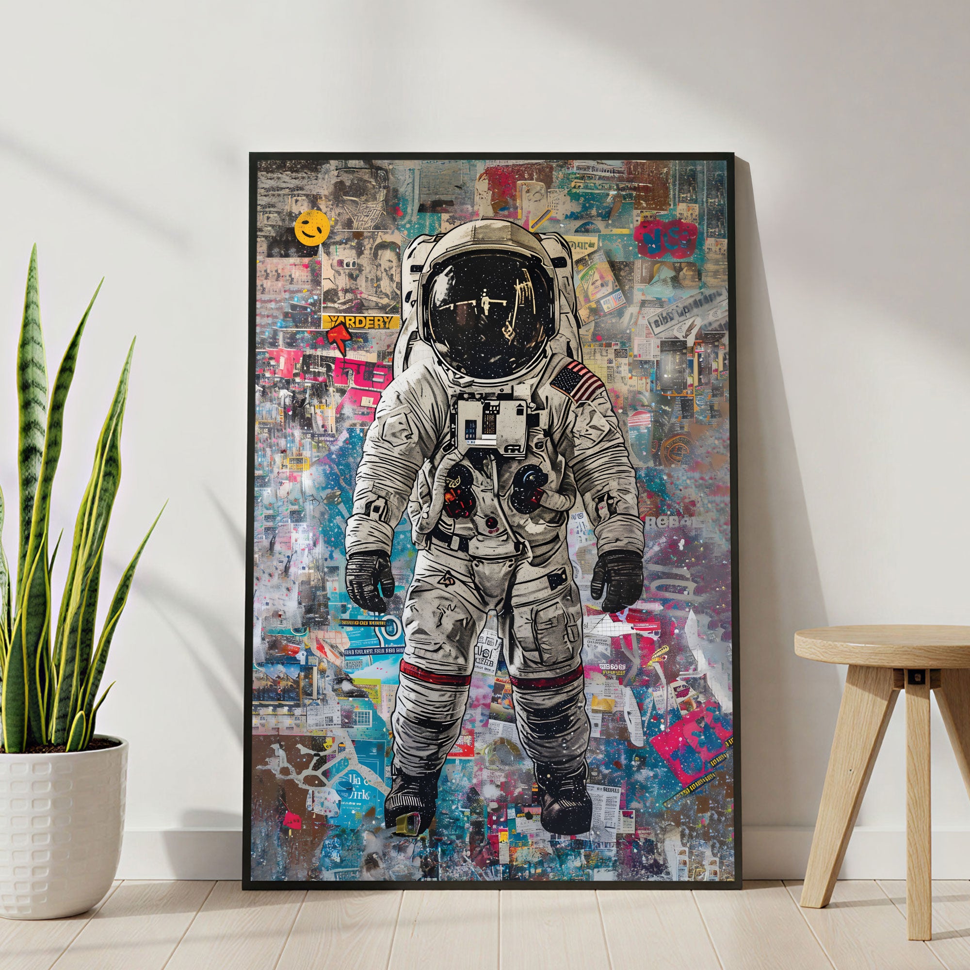 The Castle Decor Astronaut Street Art Wall Poster, Cosmic Space Pop Art Artwork with Premium Sparkle Finish, 20×30 Inch Wall Décor for Bedroom, Studio & Gaming Room