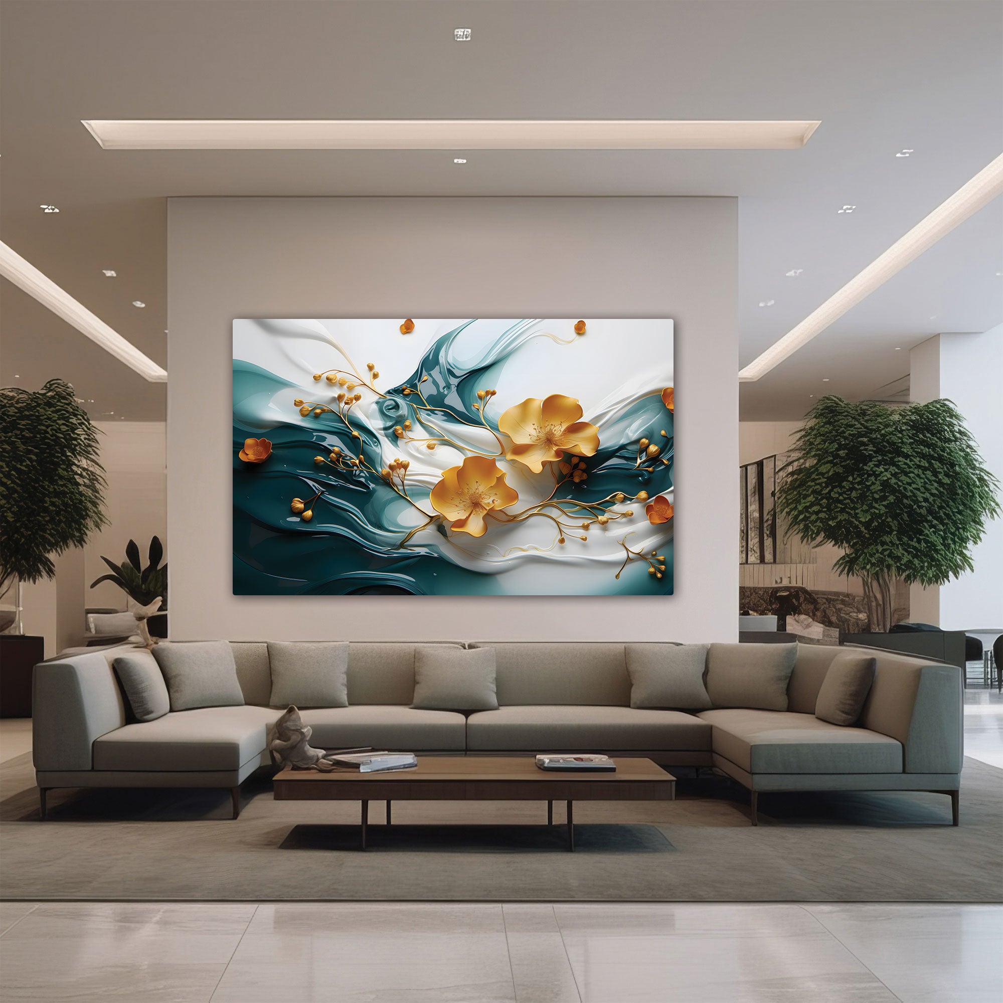 Flowers Abstract Canvas painting with frame Big Size Wall Art for living room,Bedroom,Drawing room,Hotels