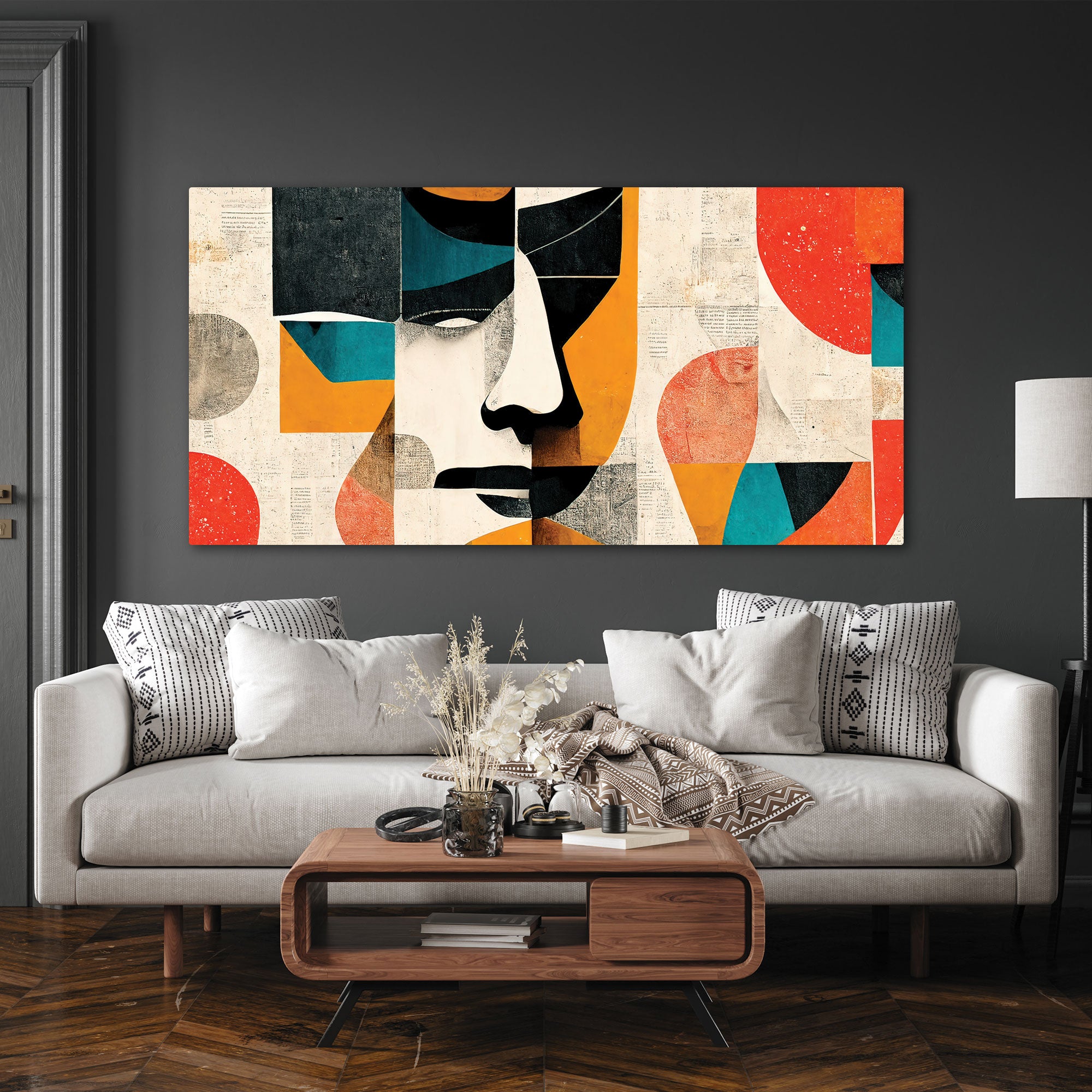 FaceAbstract finish Canvas painting with frame Big Size Wall Art for living room,Bedroom,Drawing room,Hotels