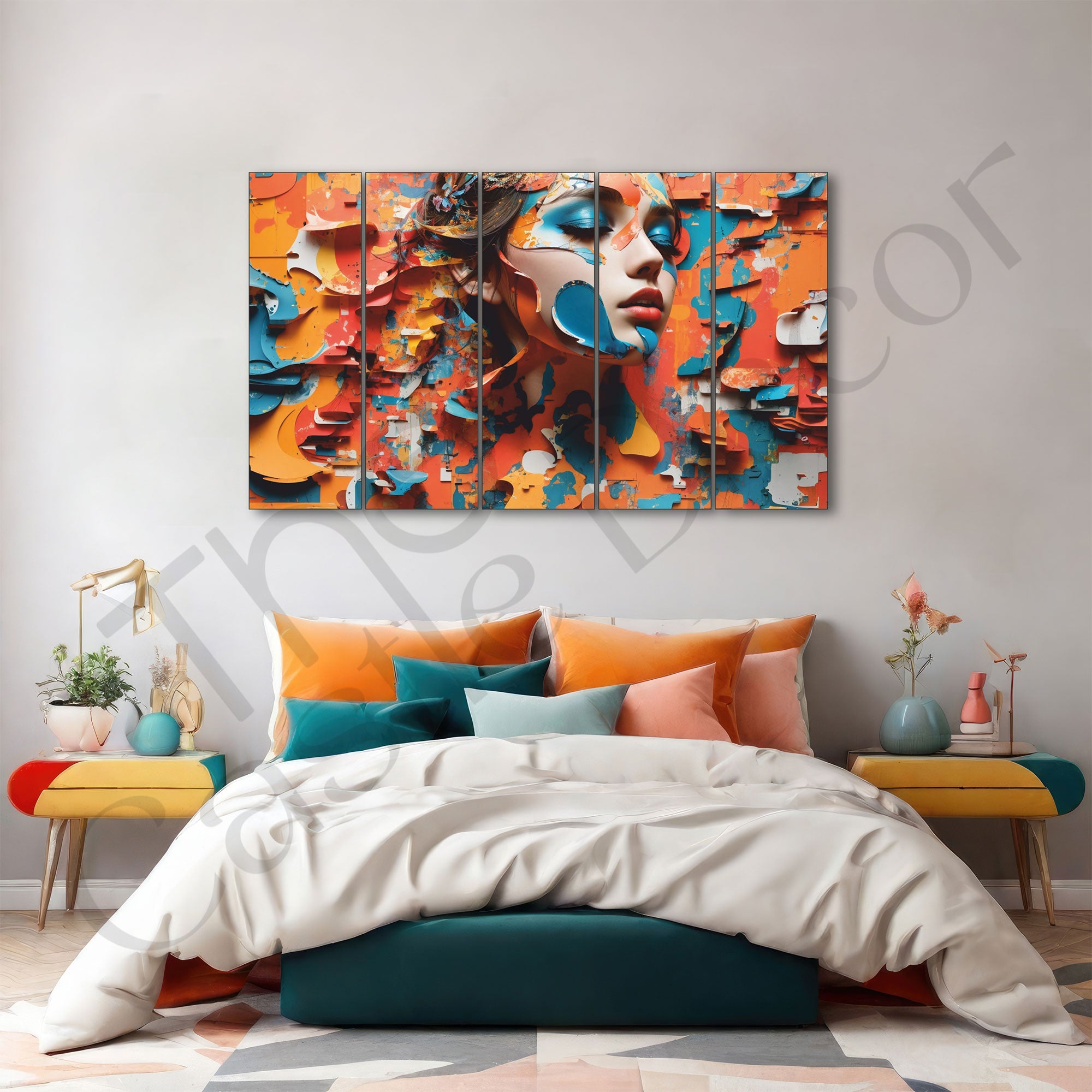 Woman Abstract Painting with frame Big Size Wall Art for living room,Bedroom,Drawing room,Hotels