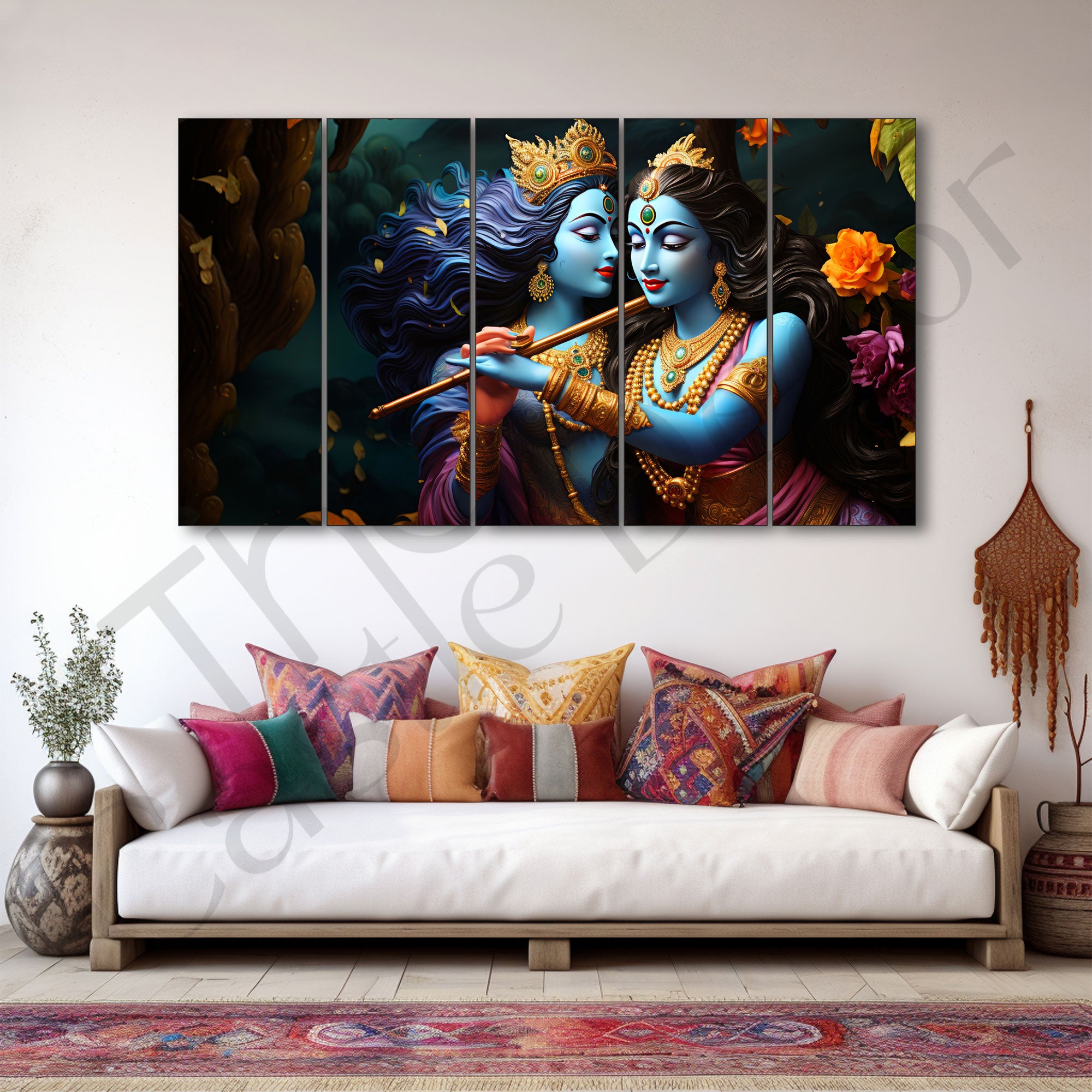 Radha Krishna Painting with frame Big Size Wall Art for living room,Bedroom,Drawing room,Hotels