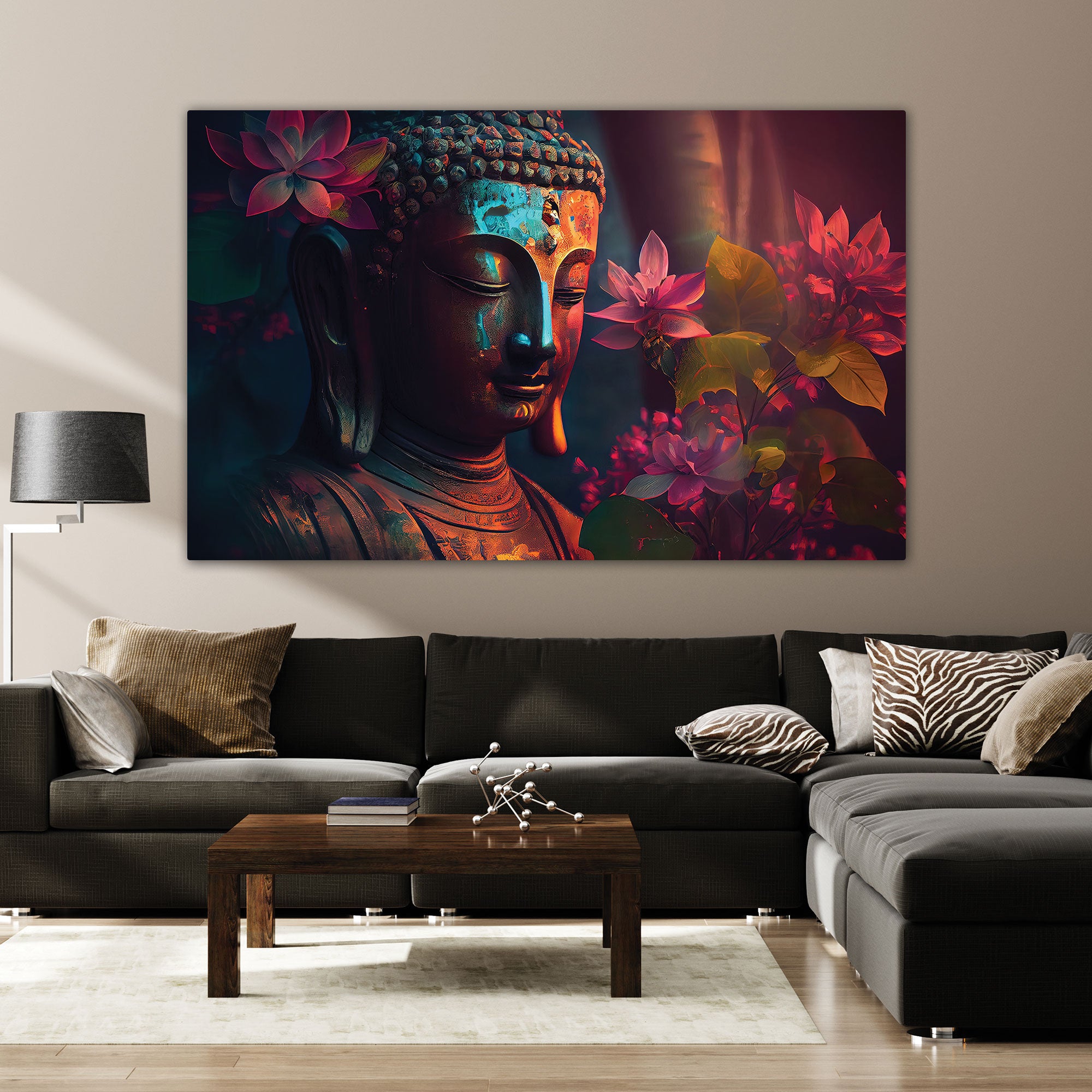 Budha art Canvas painting with frame Big Size Wall Art for living room,Bedroom,Drawing room,Hotels