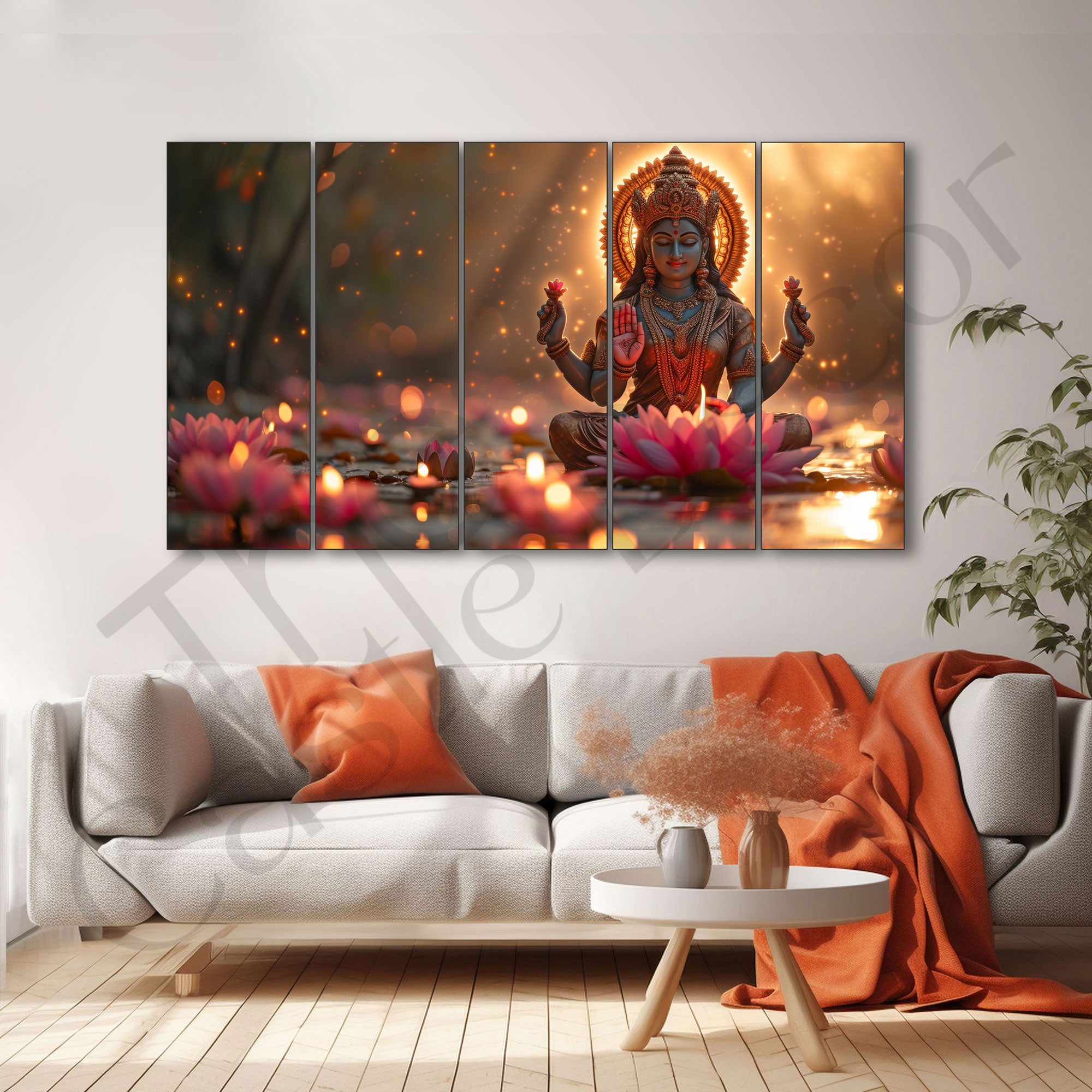 Goddess Laxmi ji Painting with frame Big Size Wall Art for living room,Bedroom,Drawing room,Hotels