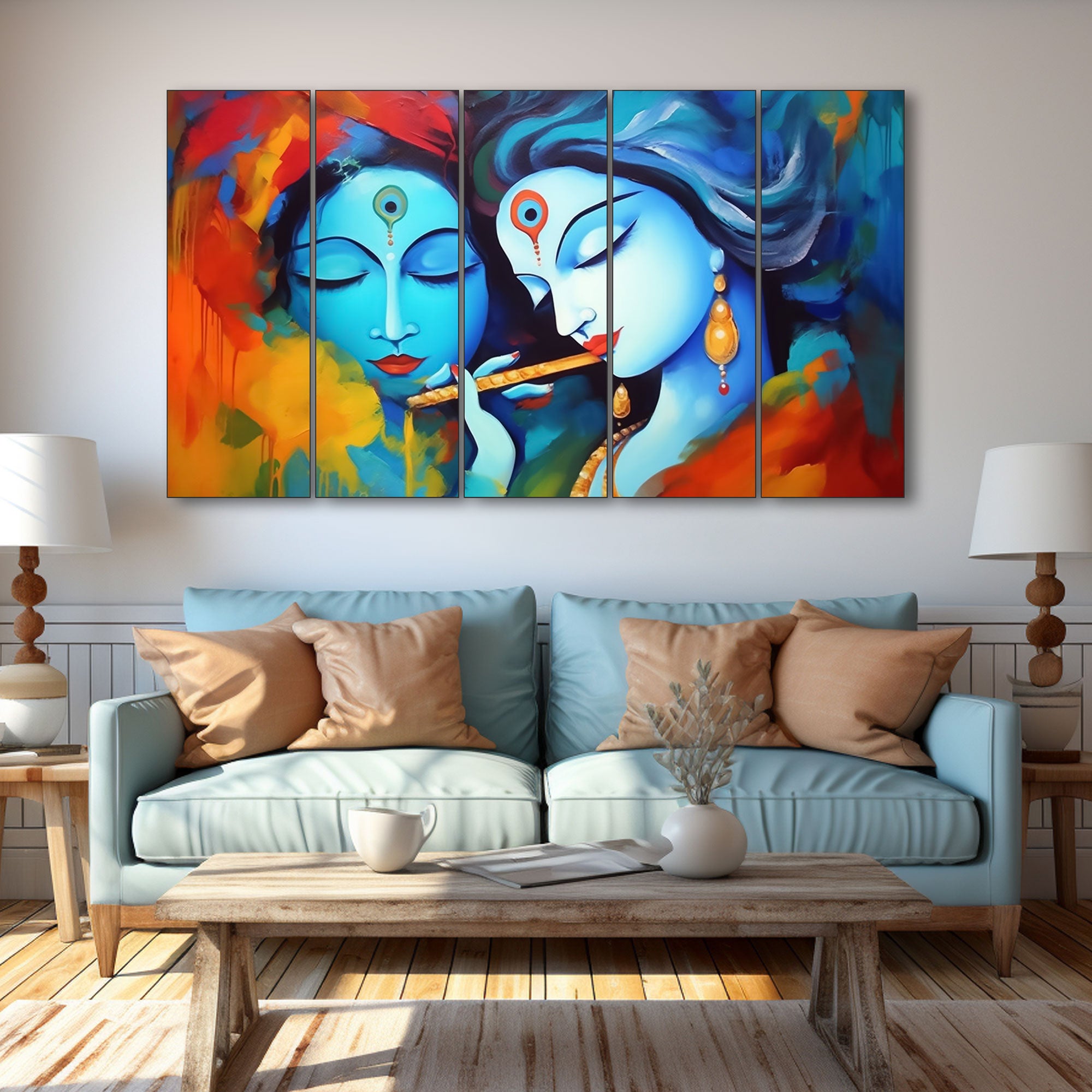 Radha Krishna Painting with frame Big Size Wall Art for living room,Bedroom,Drawing room,Hotels
